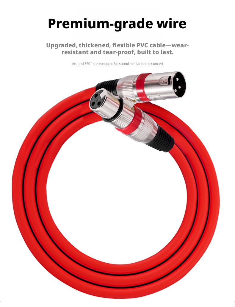 Colorful XLR male-to-female microphone cable for DJ and studio detail view 16