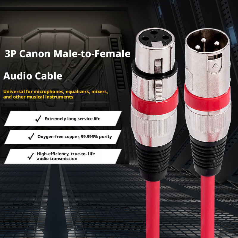 Colorful XLR male-to-female microphone cable for DJ and studio main view 2