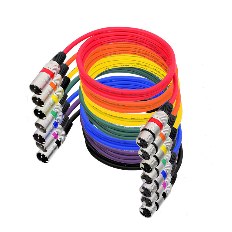 Colorful XLR male-to-female microphone cable for DJ and studio main view 4