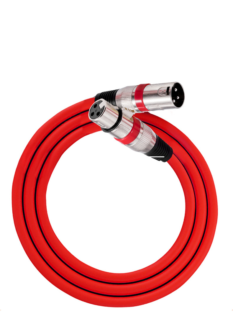 Red XLR microphone cable for DJ and studio