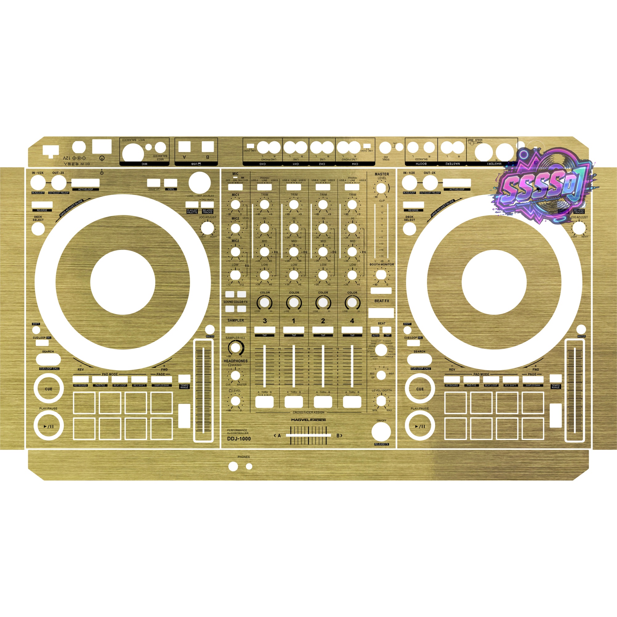 DDJ-1000 Brushed Gold Gloss DJ Controller Skin