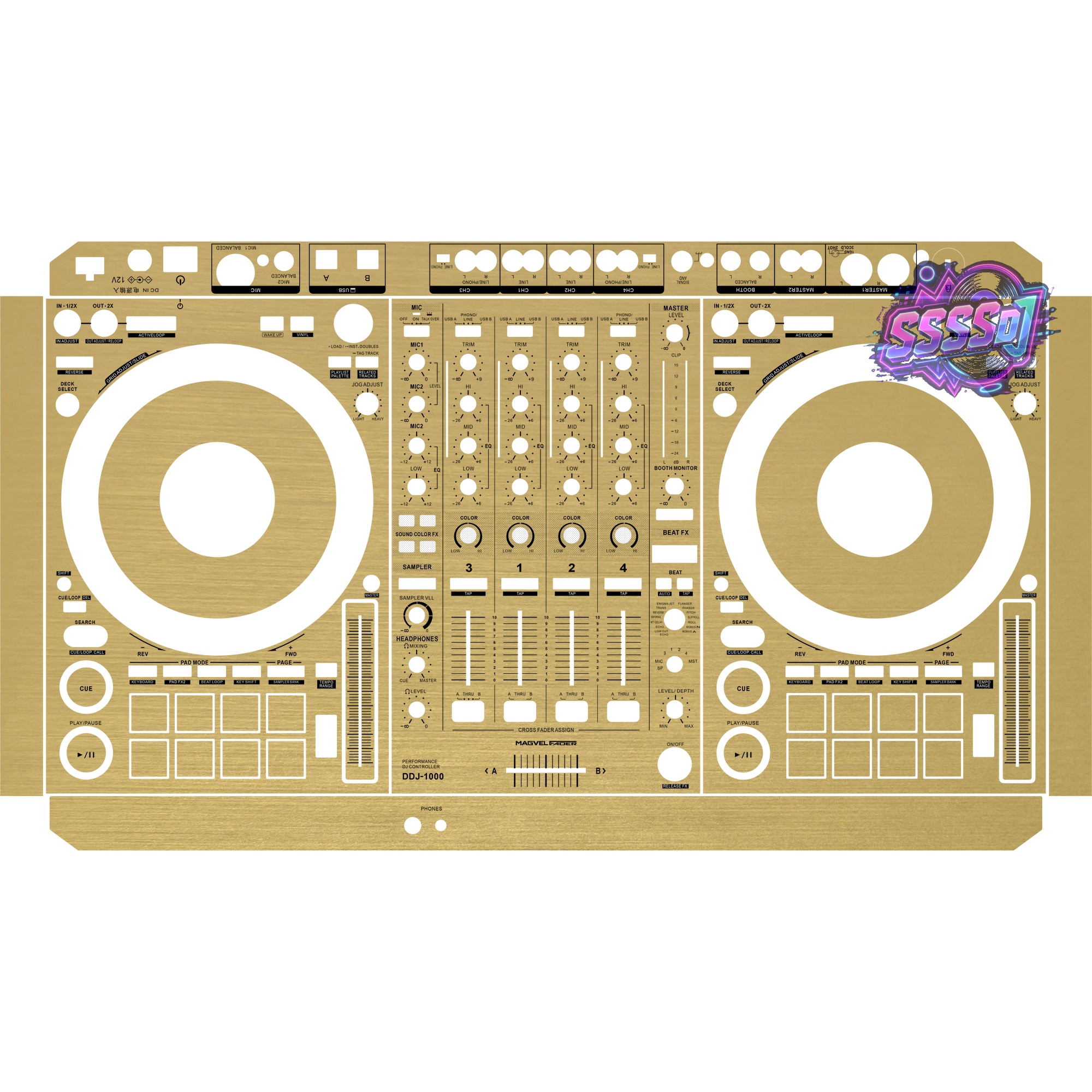 DDJ-1000 Brushed Gold Matte DJ Controller Skin