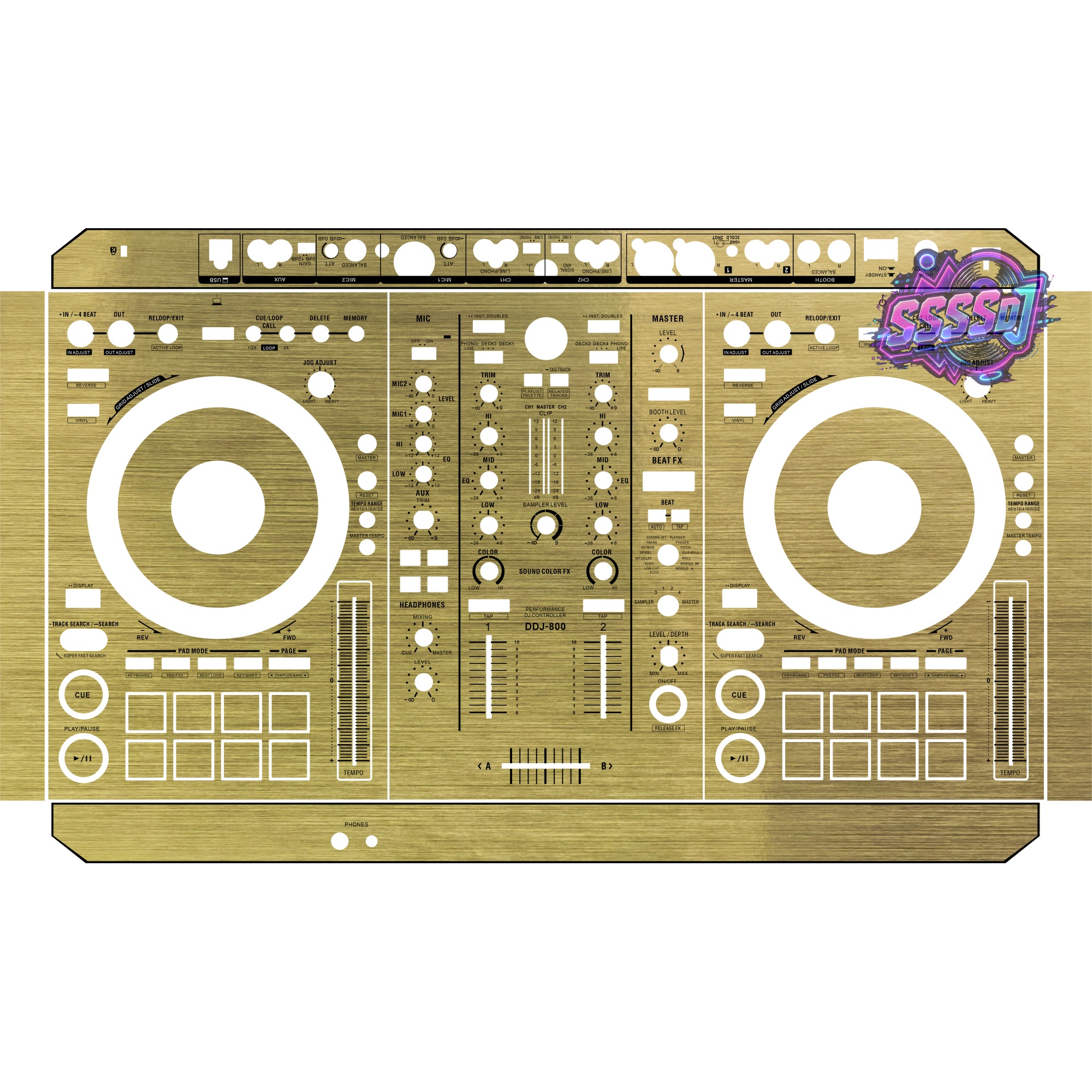 DDJ-800 Brushed Gold Gloss DJ Controller Skin