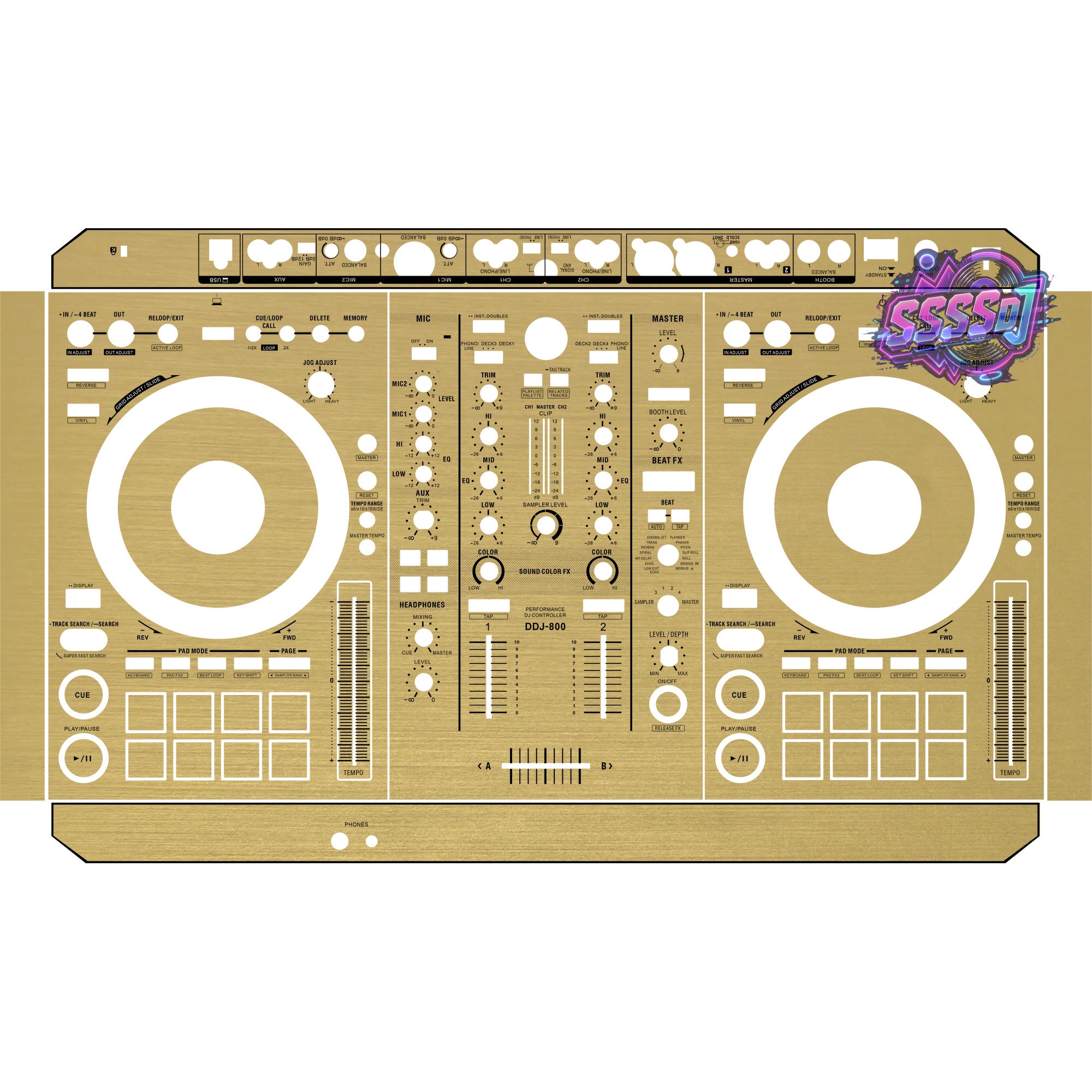 DDJ-800 Brushed Gold Matte DJ Controller Skin