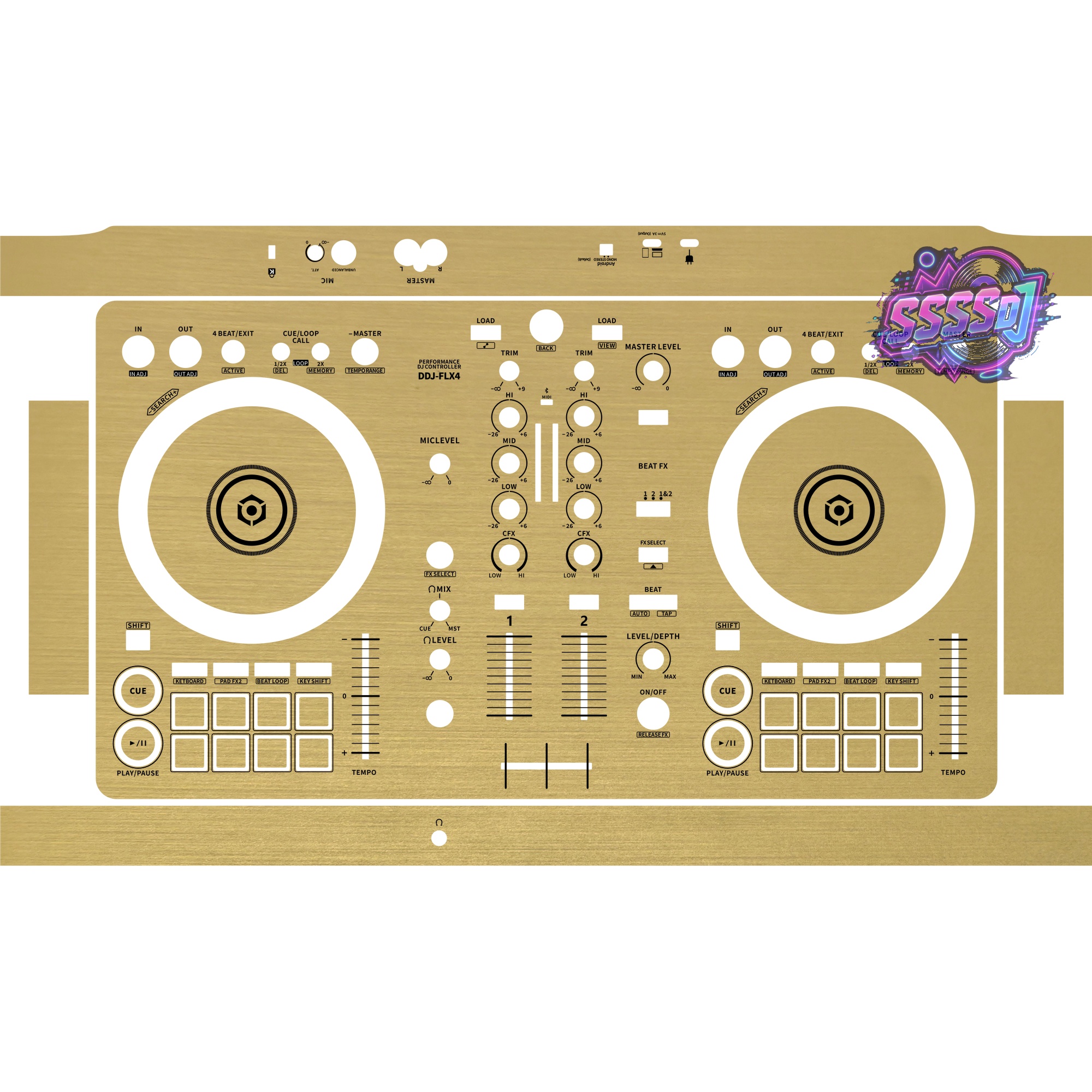 DDJ-FLX4 Brushed Gold Matte DJ Controller Skin