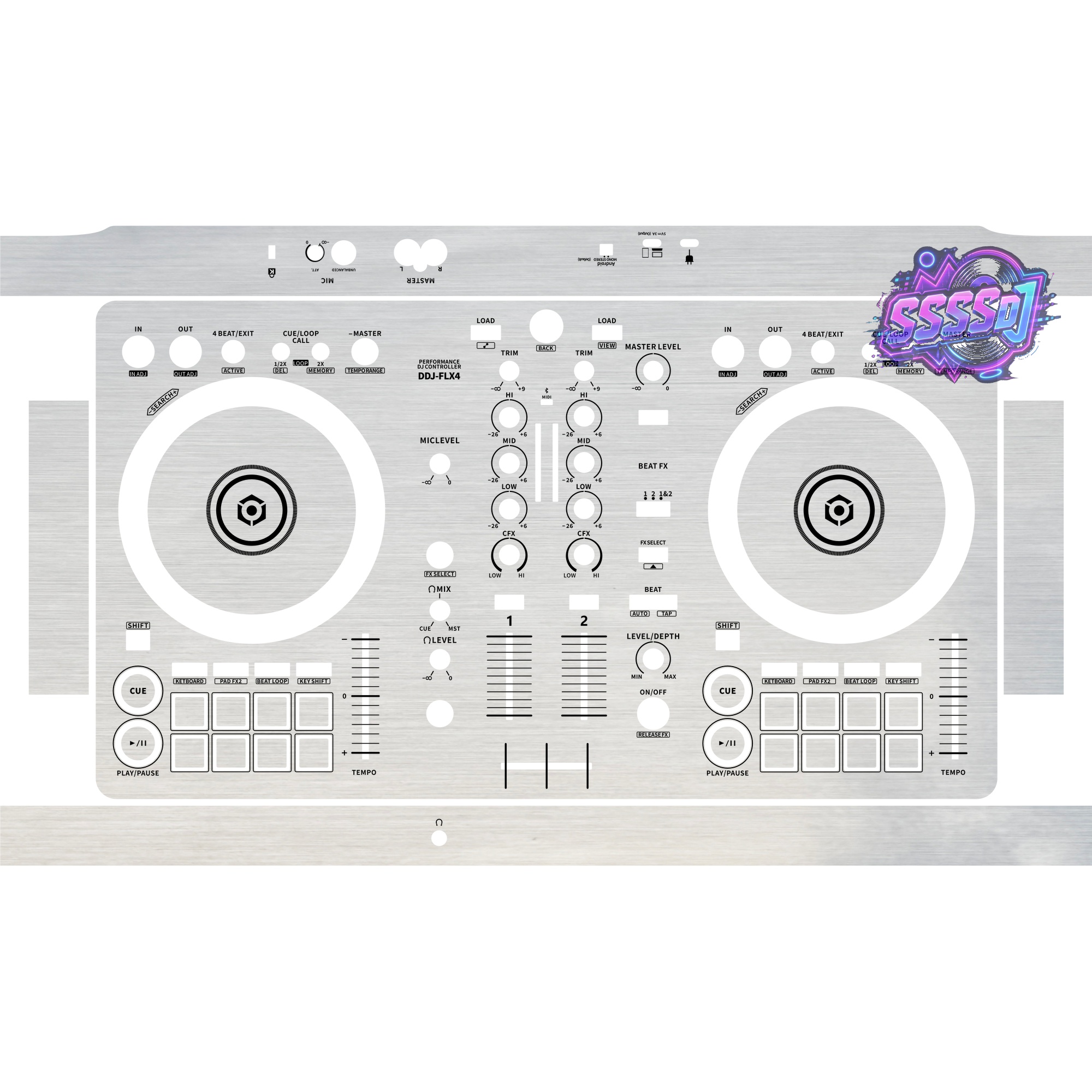 DDJ-FLX4 Brushed Silver Gloss DJ Controller Skin