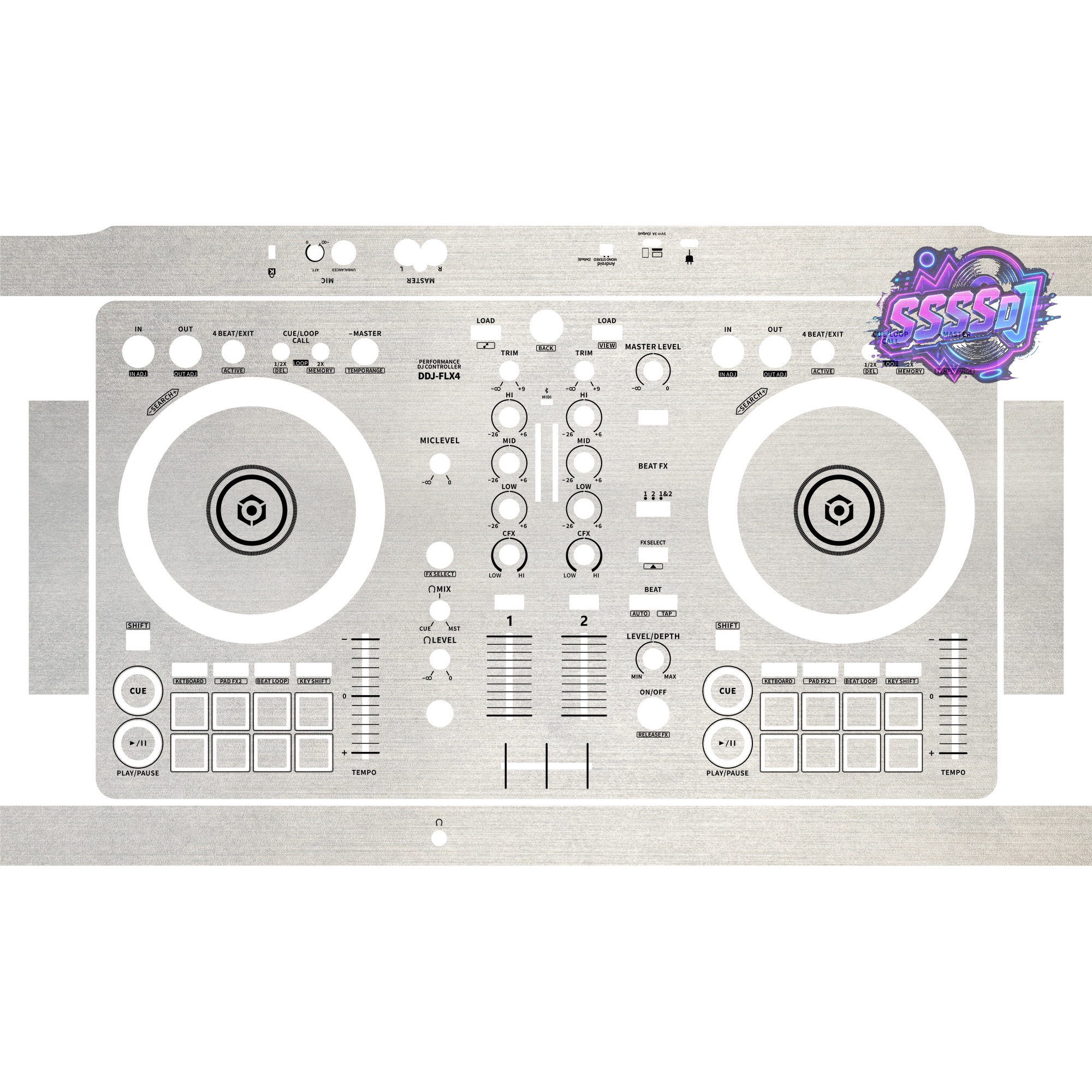 DDJ-FLX4 Brushed Silver Matte DJ Controller Skin