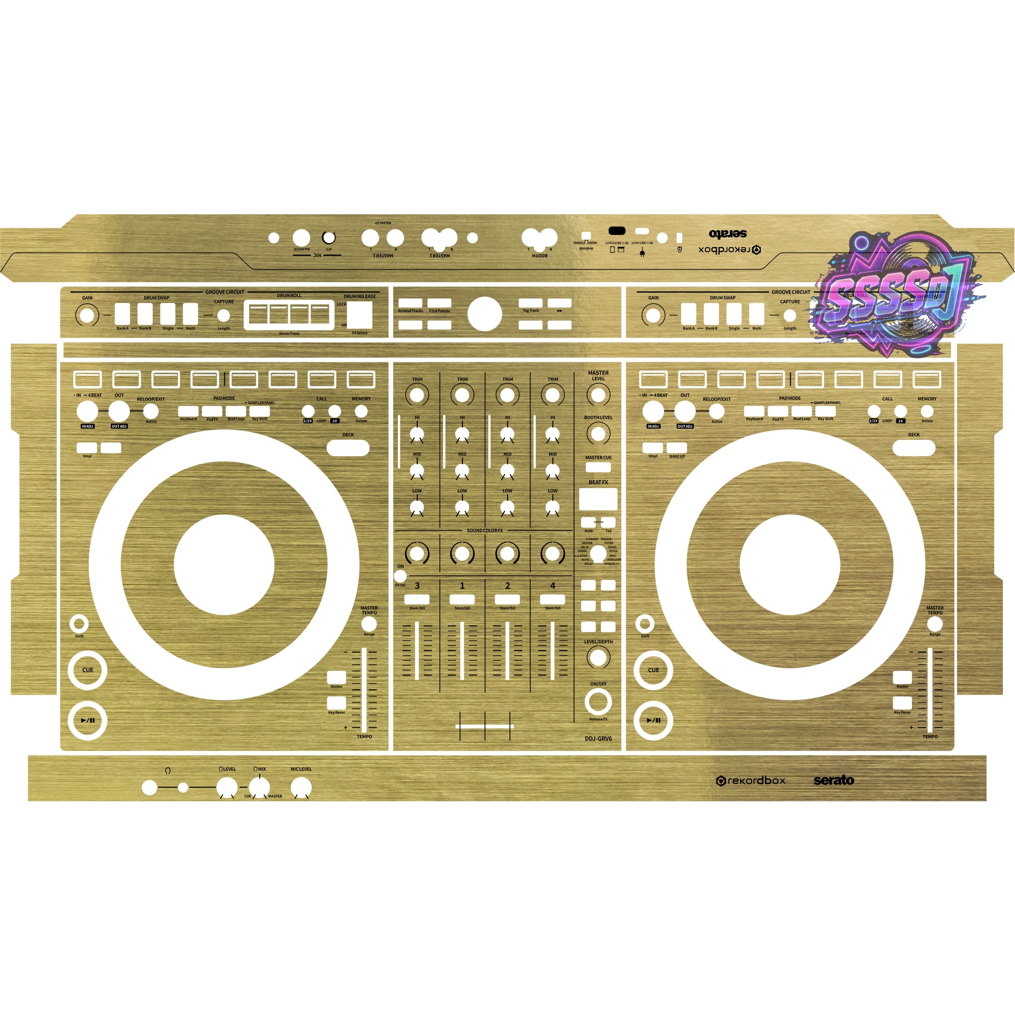 DDJ-GRV6 Brushed Gold Gloss DJ Controller Skin