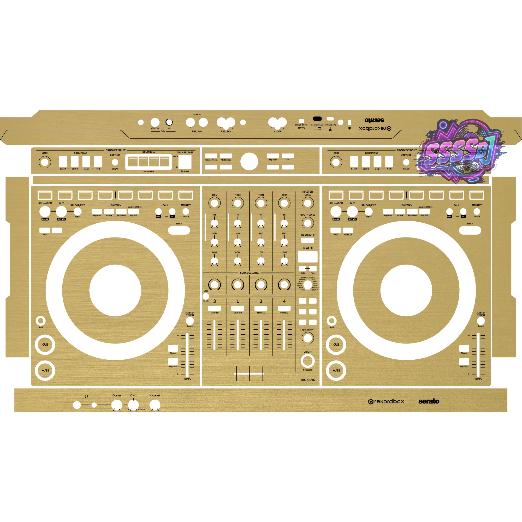 DDJ-GRV6 Brushed Gold Matte DJ Controller Skin