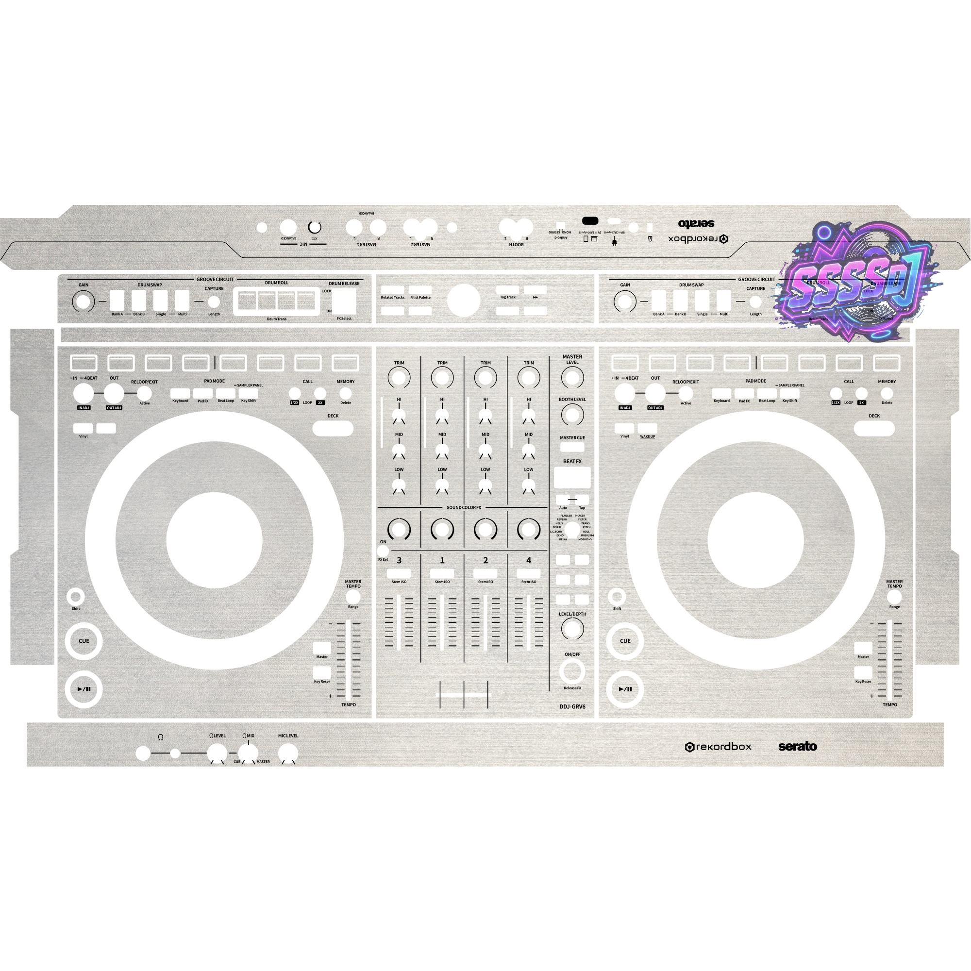 DDJ-GRV6 Brushed Silver Matte DJ Controller Skin