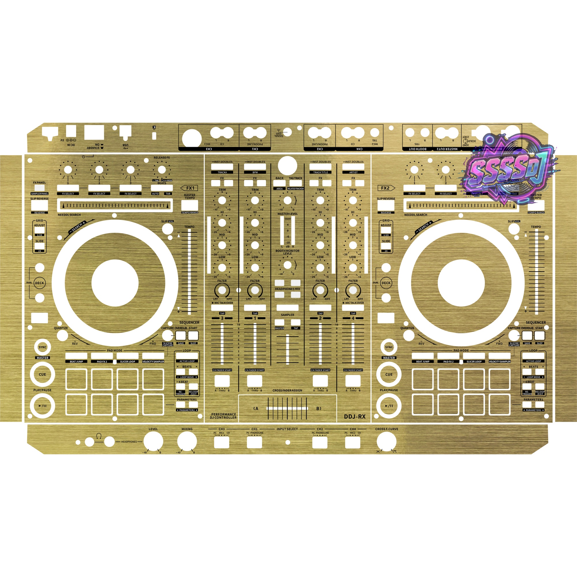 DDJ-RX Brushed Gold Gloss DJ Controller Skin