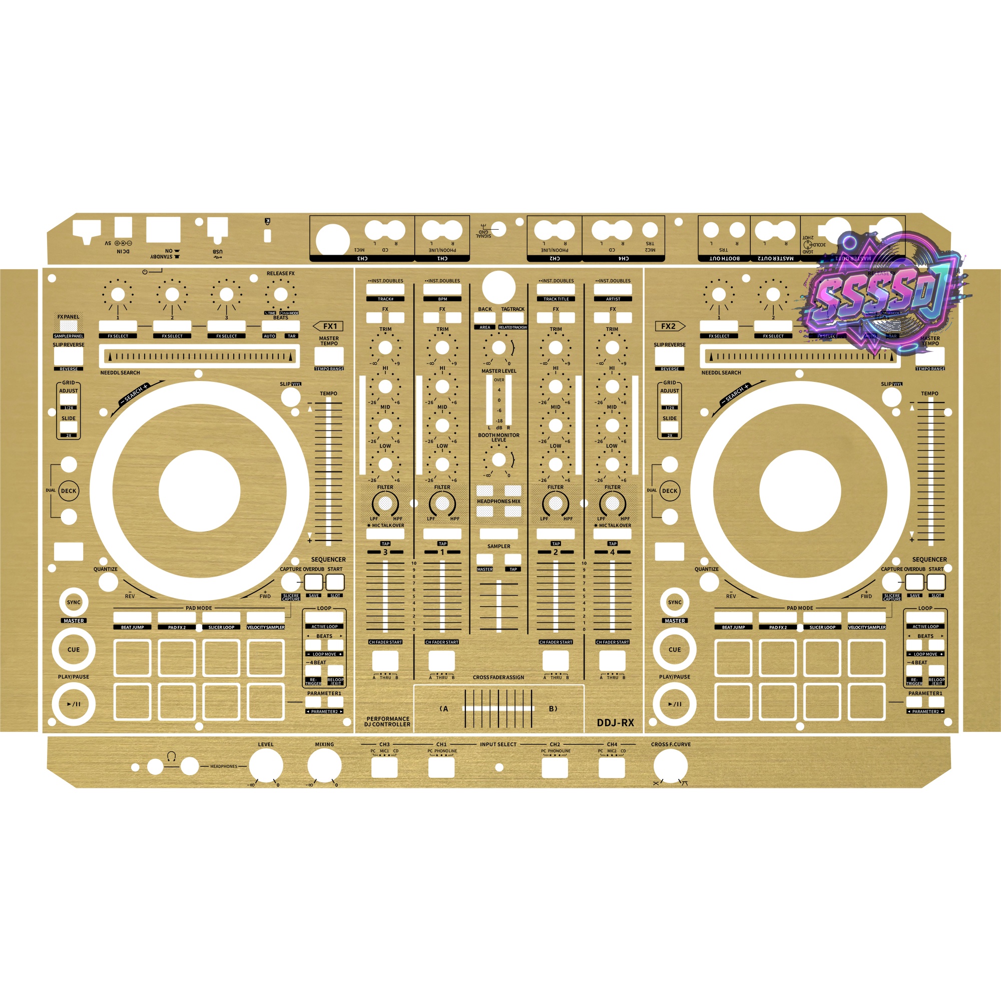 DDJ-RX Brushed Gold Matte DJ Controller Skin