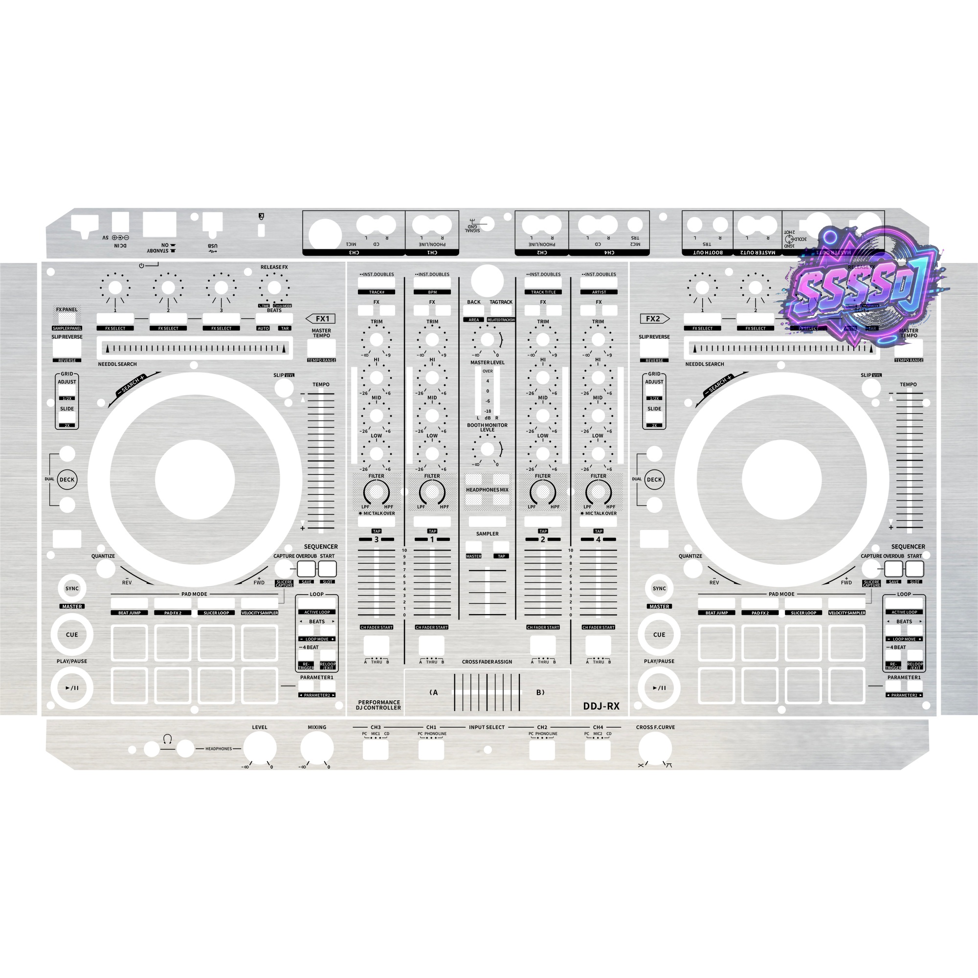 DDJ-RX Brushed Silver Gloss DJ Controller Skin