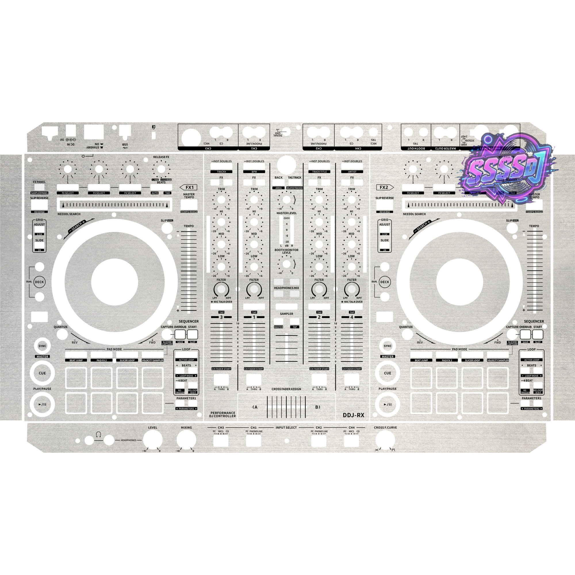 DDJ-RX Brushed Silver Matte DJ Controller Skin