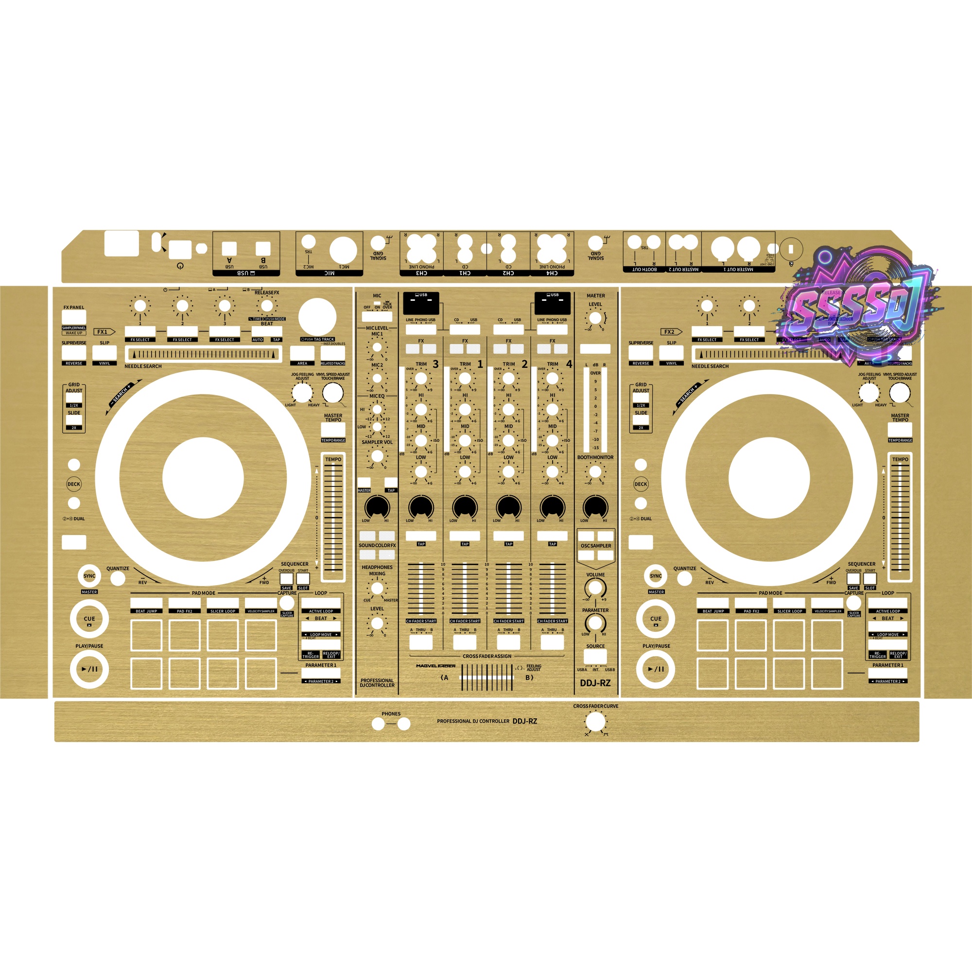 DDJ-RZ Brushed Gold Matte DJ Controller Skin