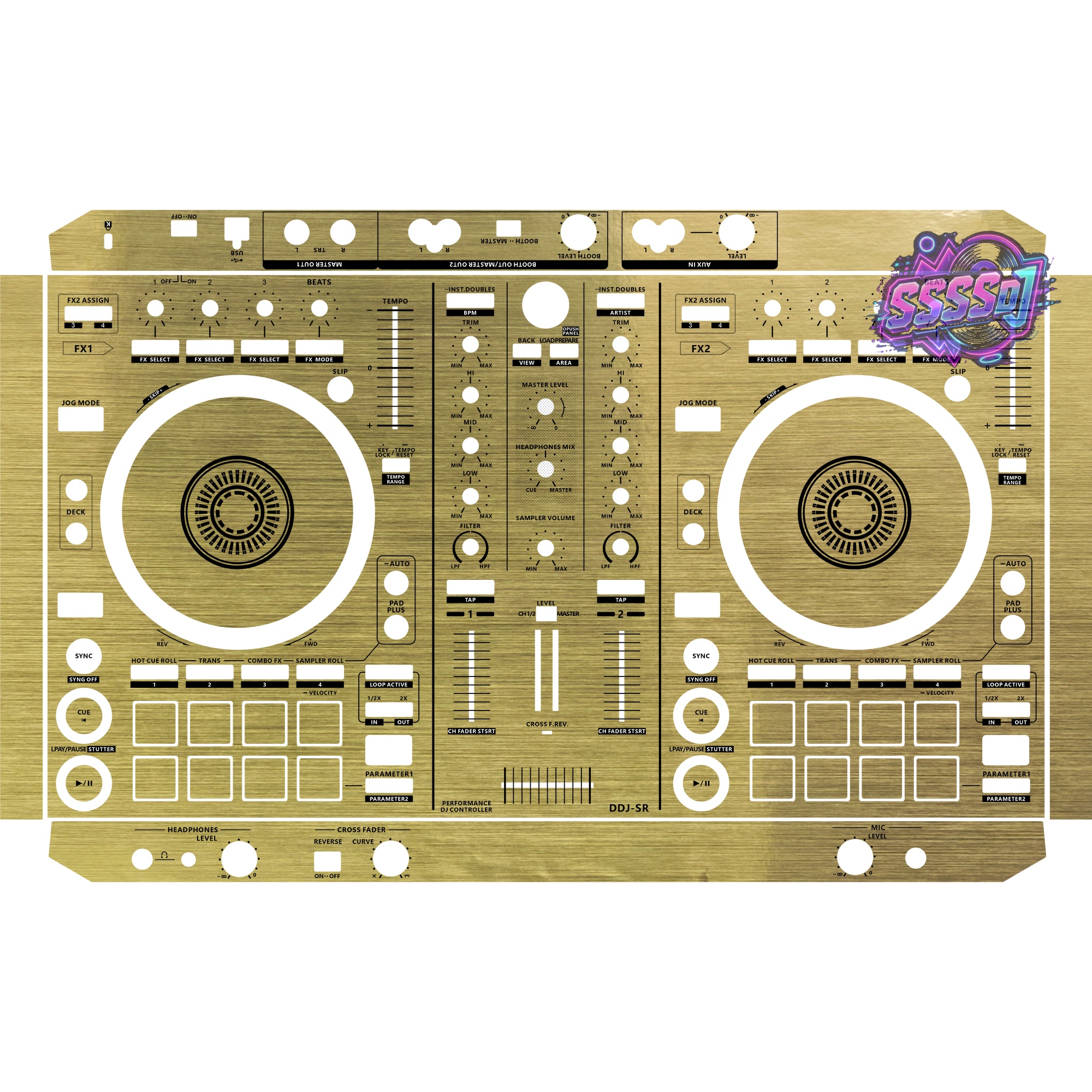 DDJ-SR Brushed Gold Gloss DJ Controller Skin