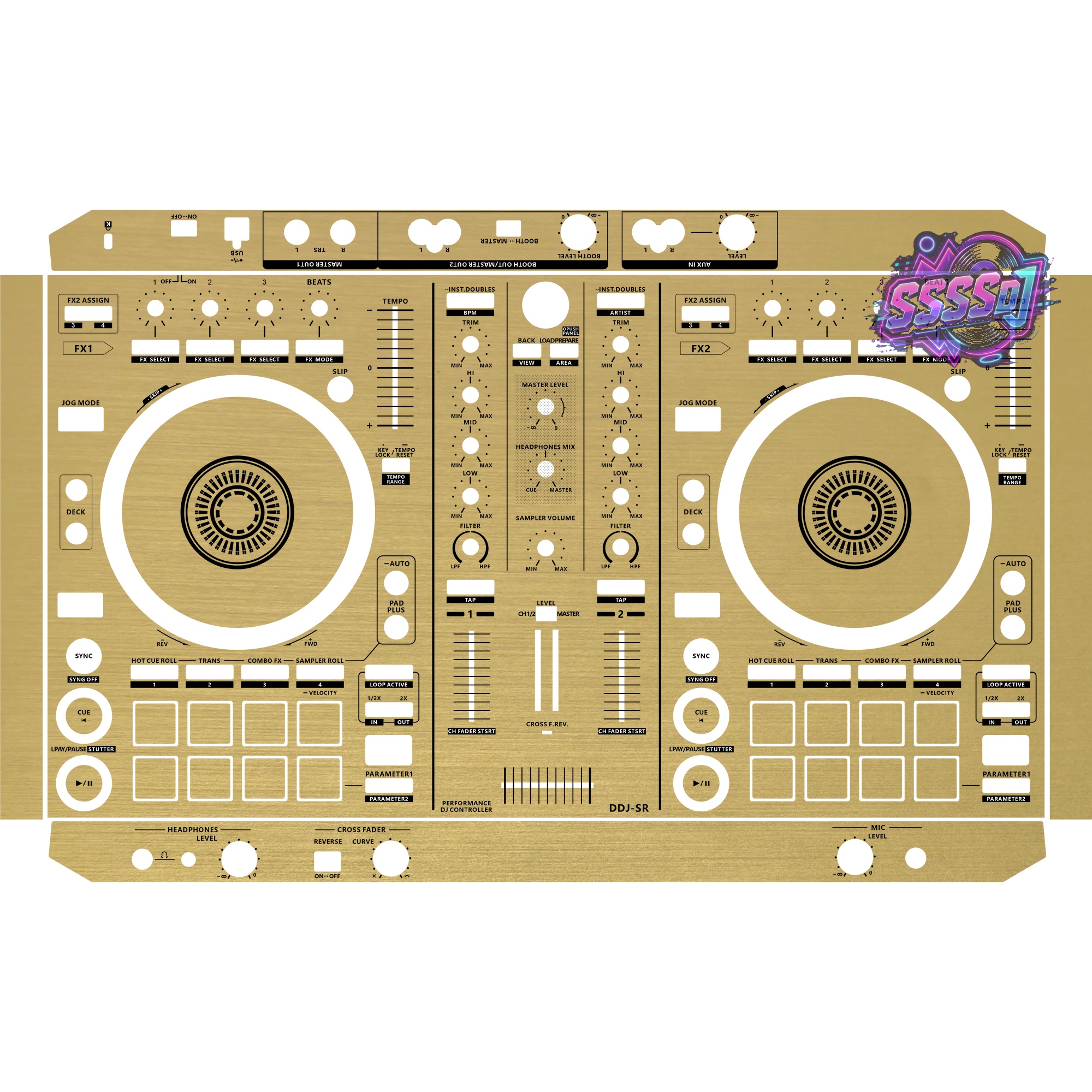 DDJ-SR Brushed Gold Matte DJ Controller Skin