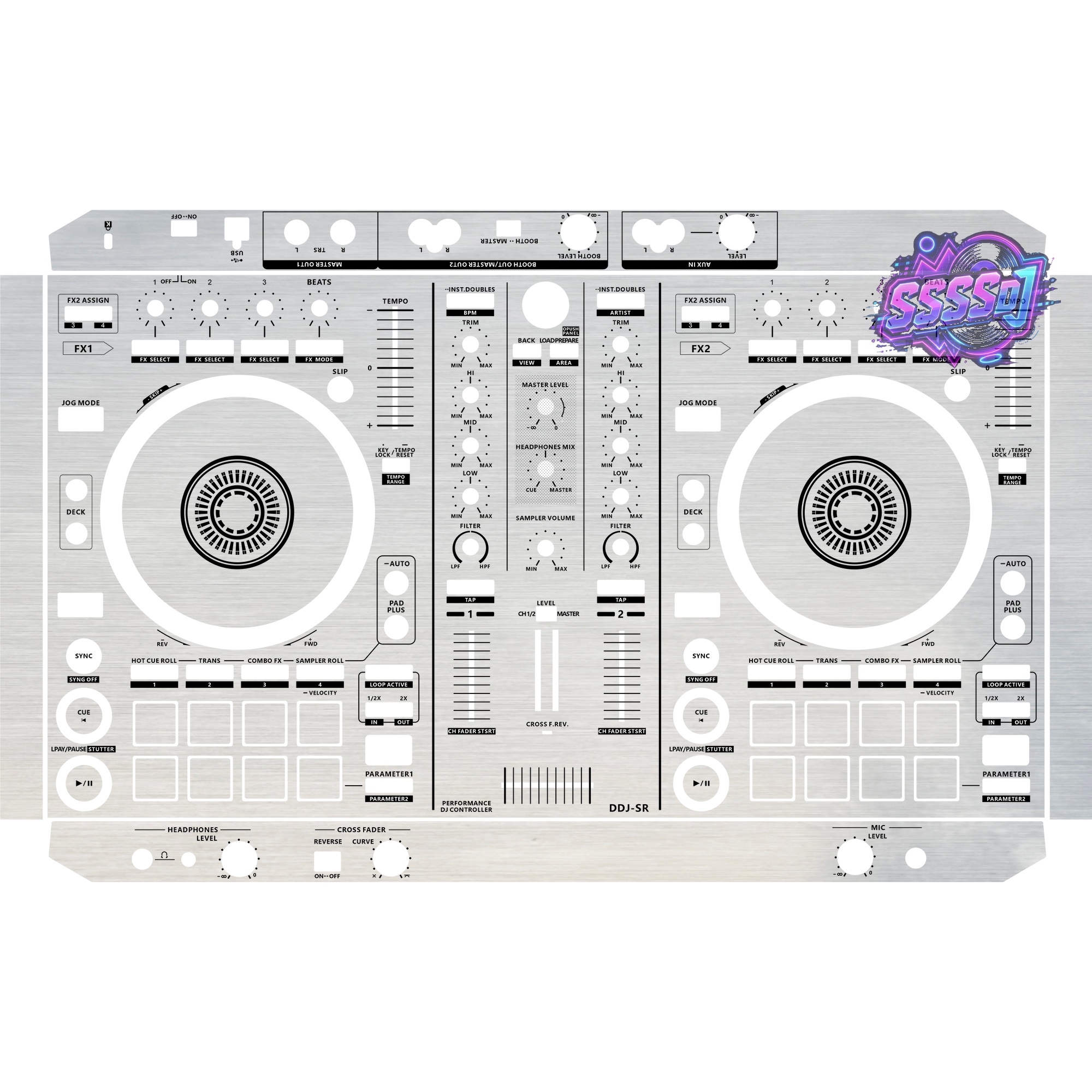 DDJ-SR Brushed Silver Gloss DJ Controller Skin