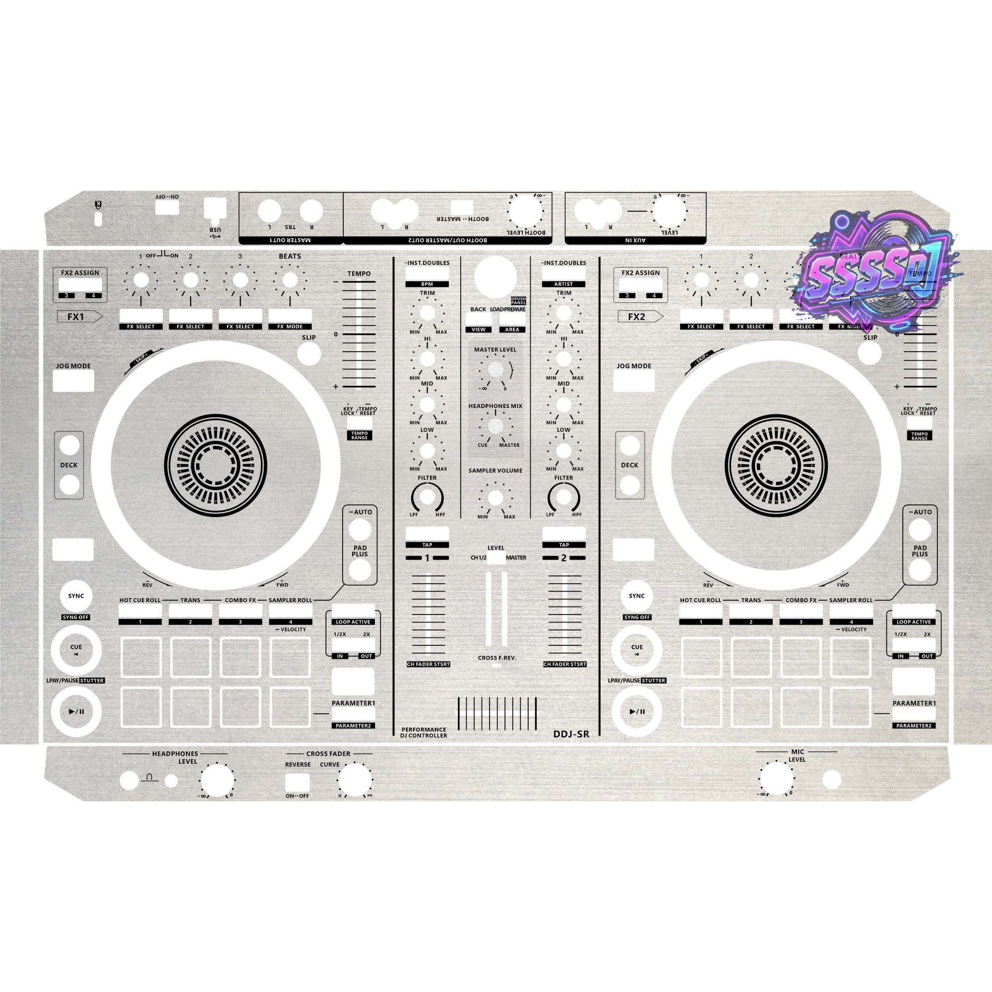 DDJ-SR Brushed Silver Matte DJ Controller Skin