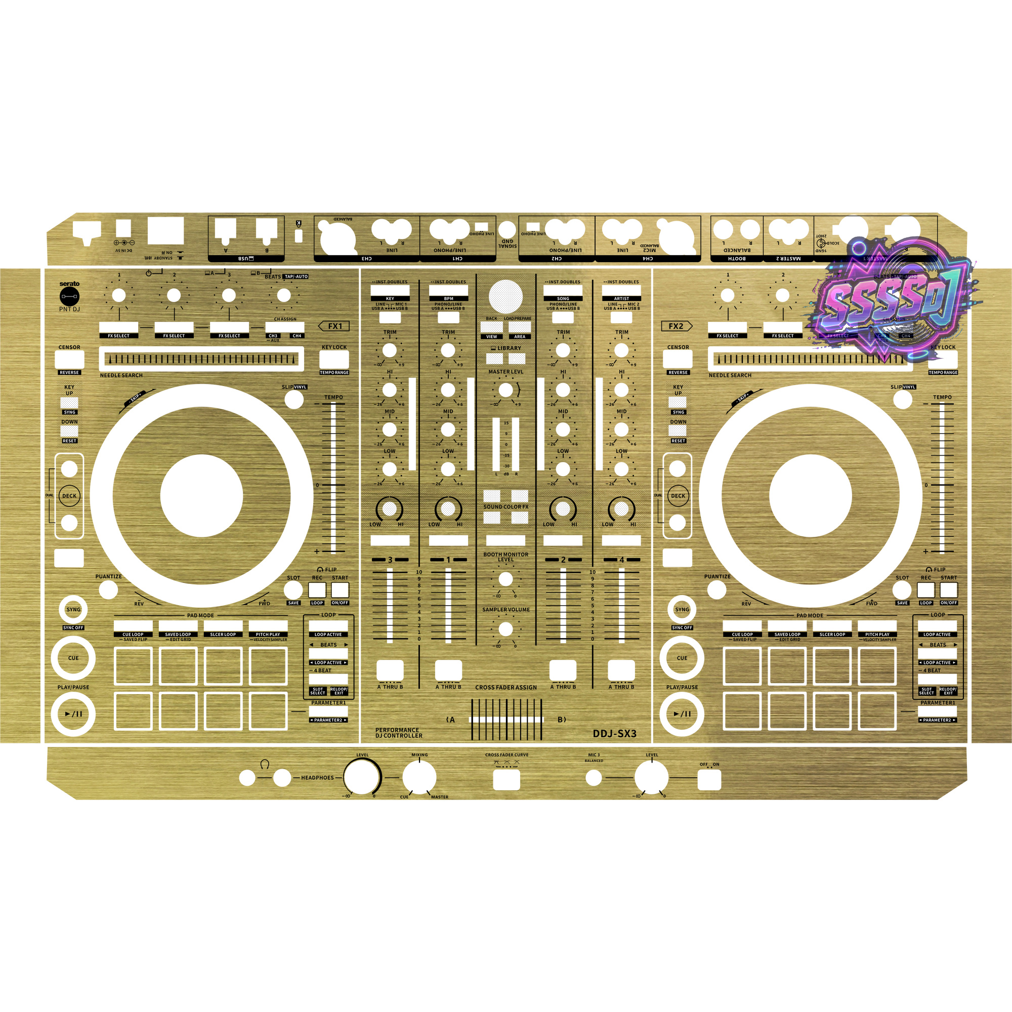 DDJ-SX3 Brushed Gold Gloss DJ Controller Skin