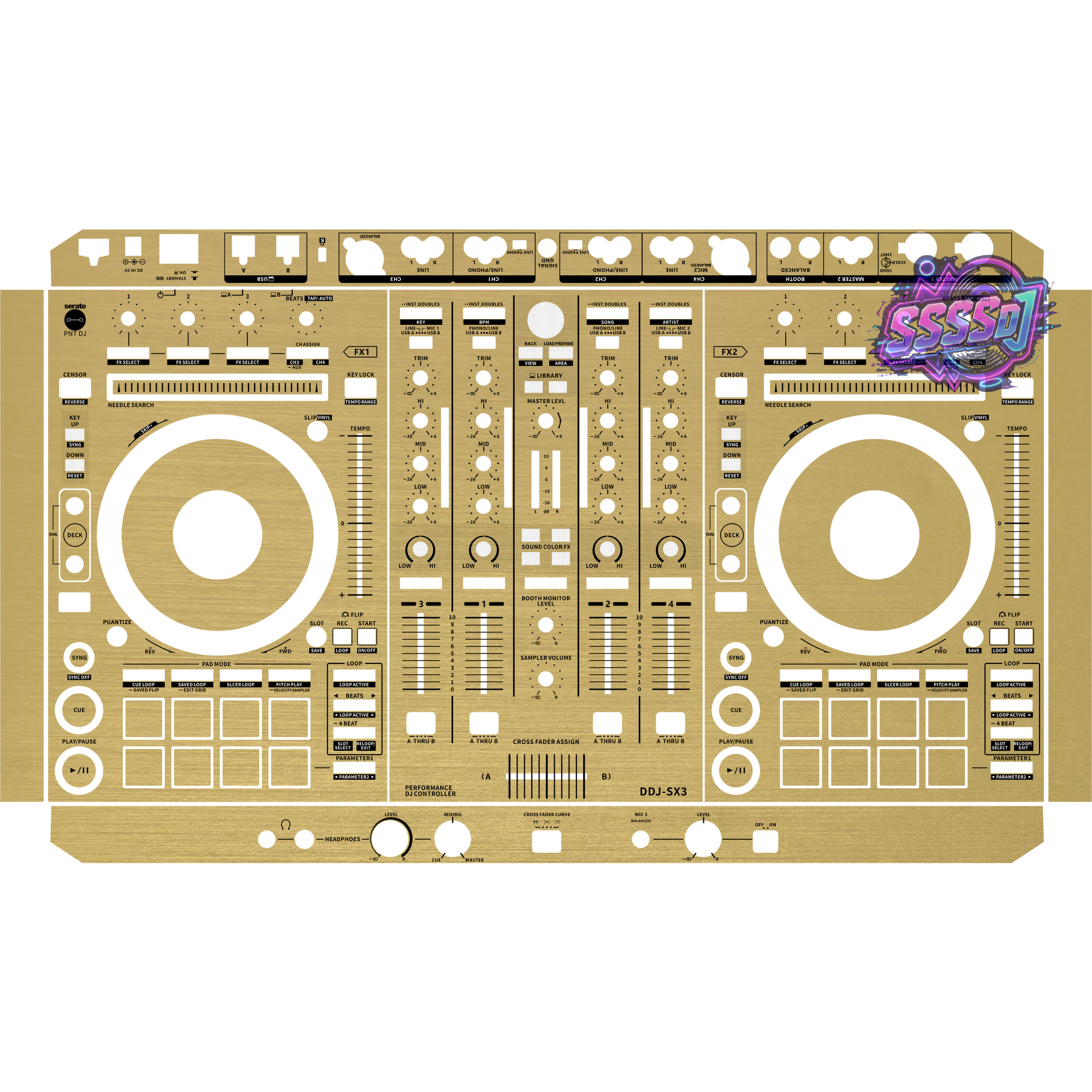 DDJ-SX3 Brushed Gold Matte DJ Controller Skin