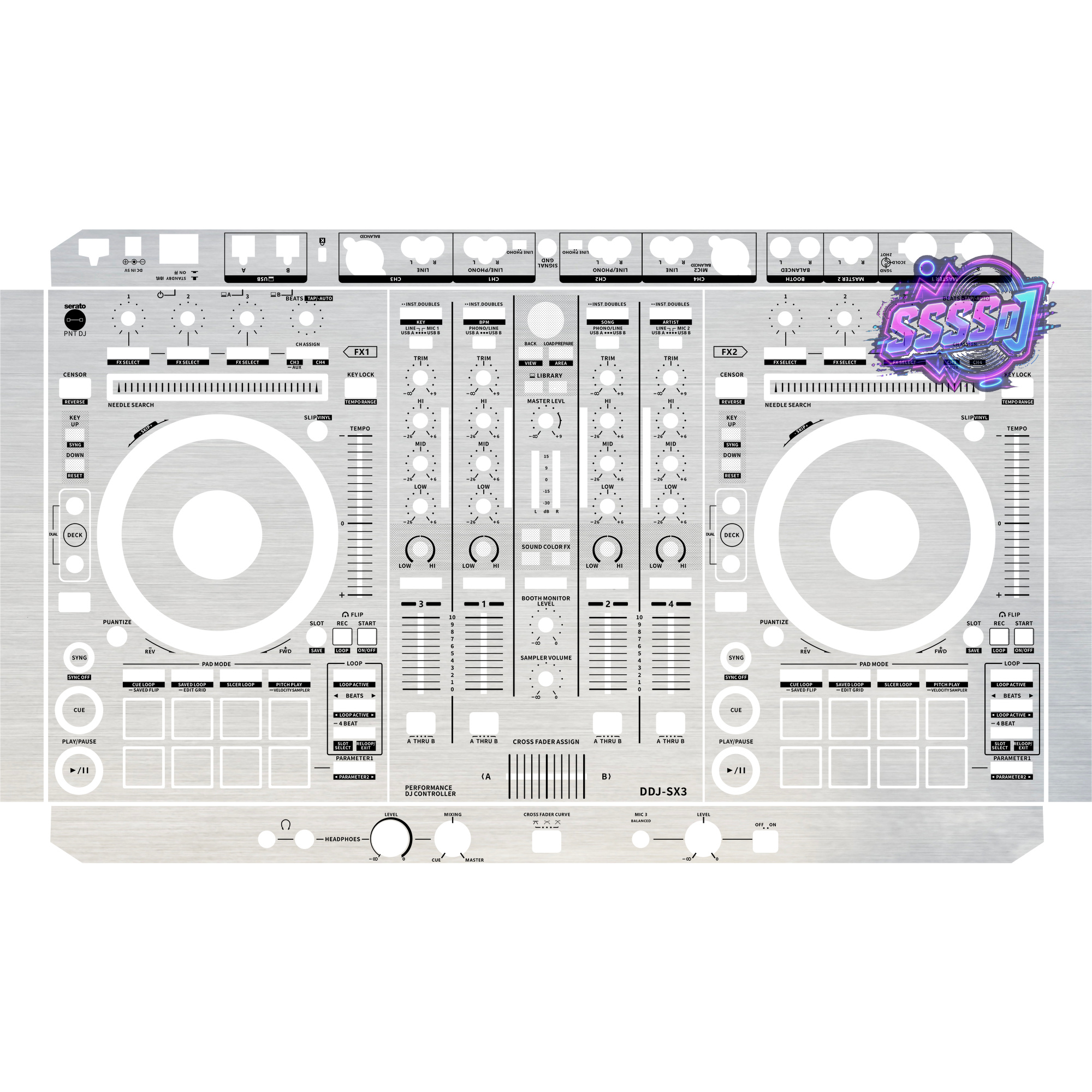 DDJ-SX3 Brushed Silver Gloss DJ Controller Skin