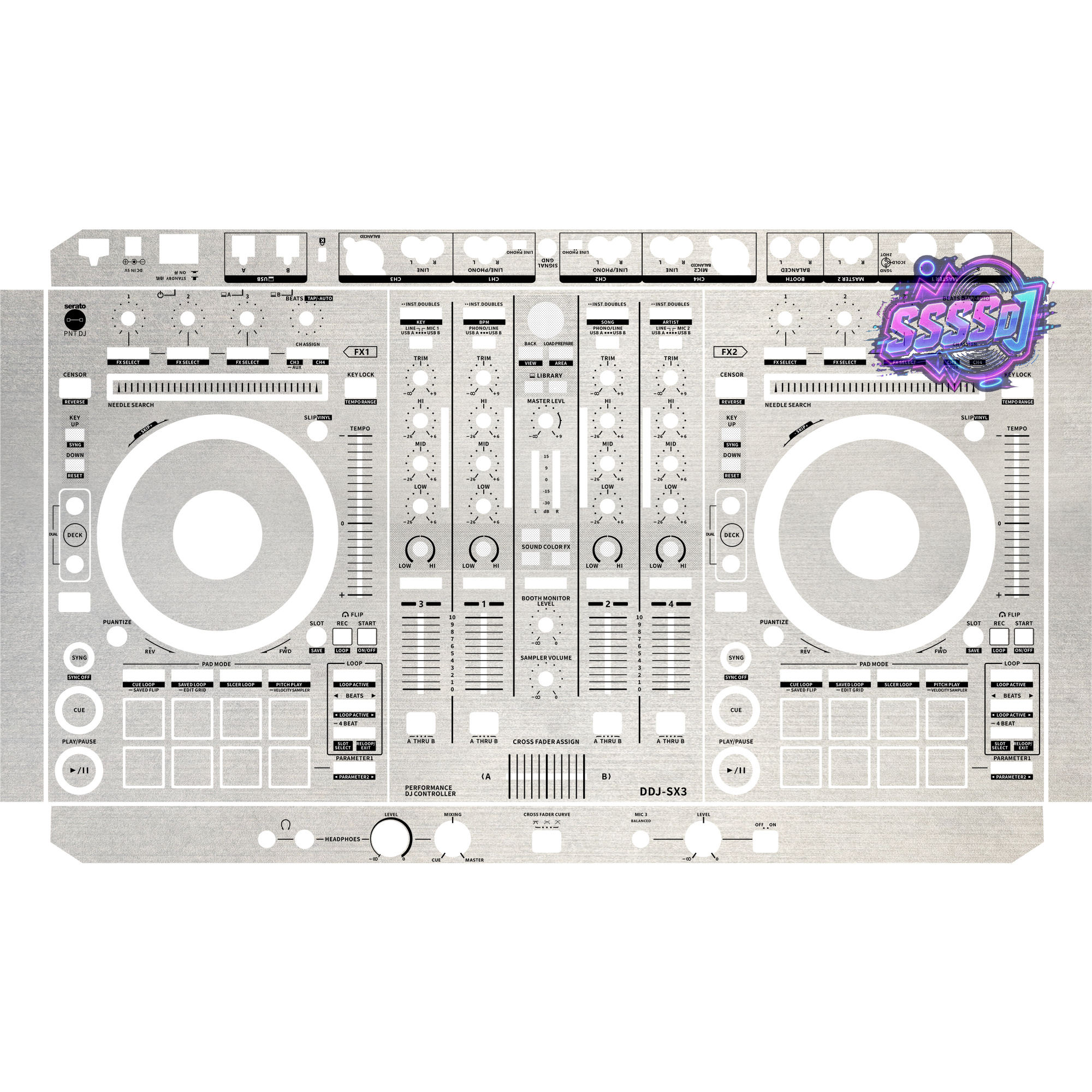 DDJ-SX3 Brushed Silver Matte DJ Controller Skin