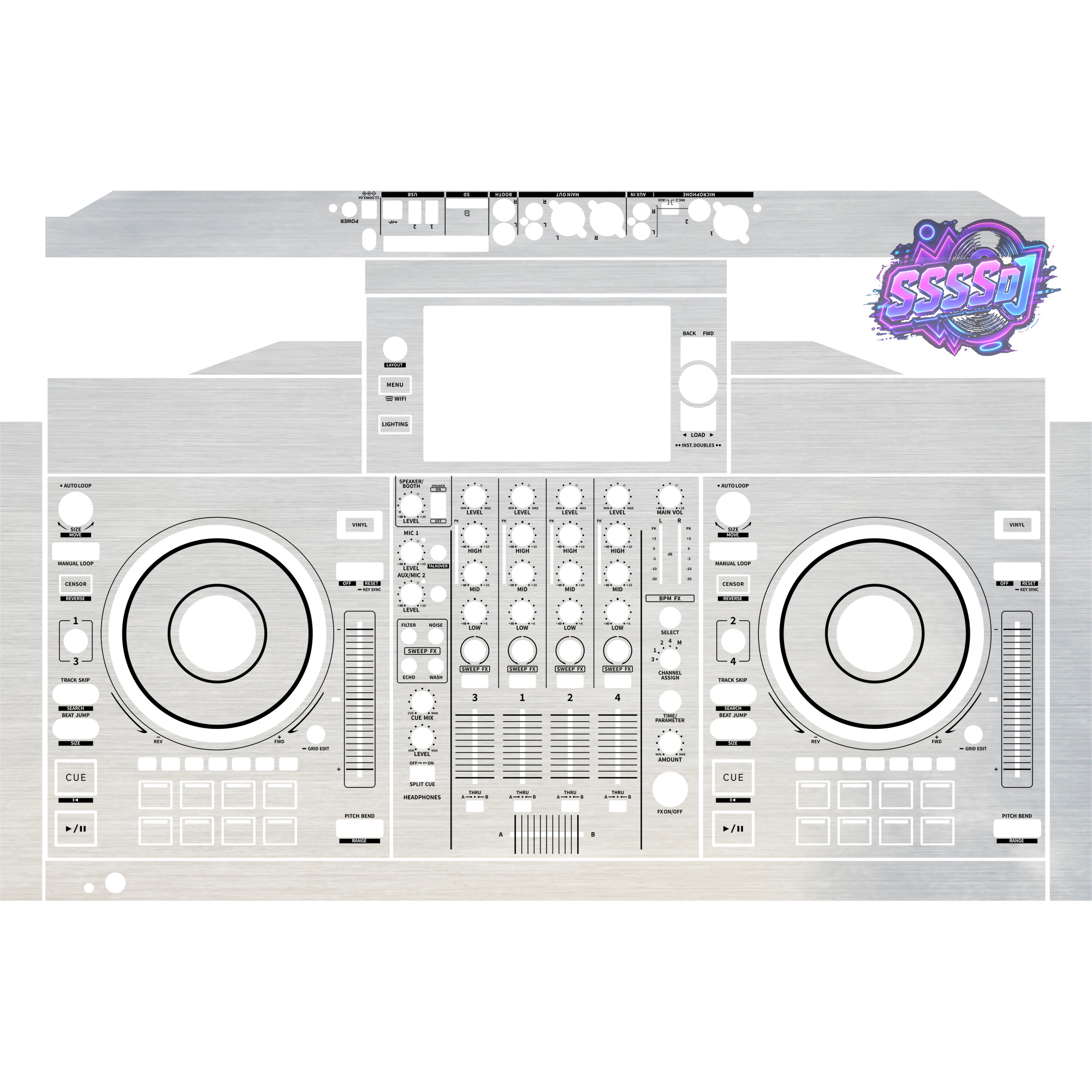 Denon DJ SC Live 4 Brushed Silver Gloss Integrated DJ System Skin