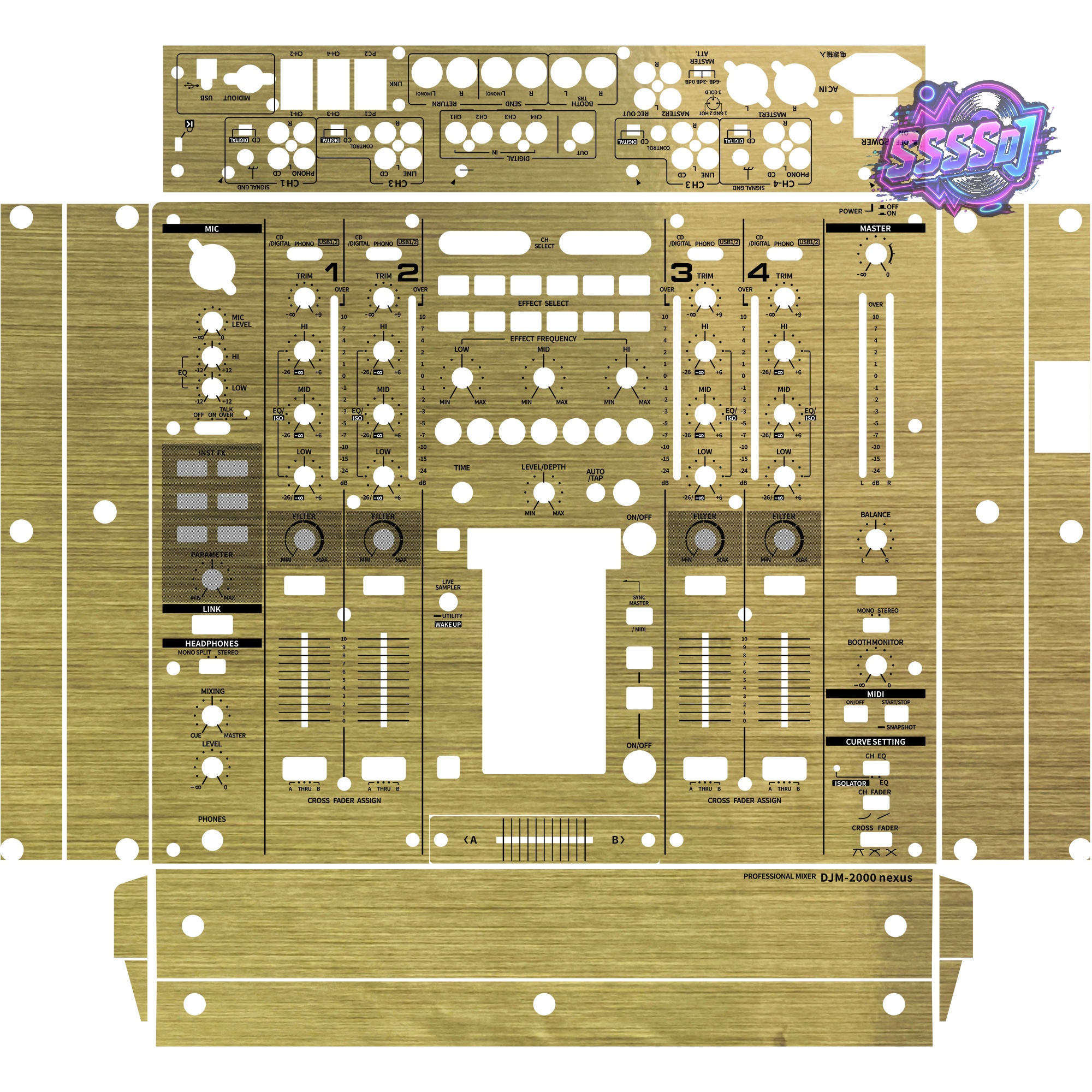 DJM-2000NXS Brushed Gold Gloss DJ Mixer Skin