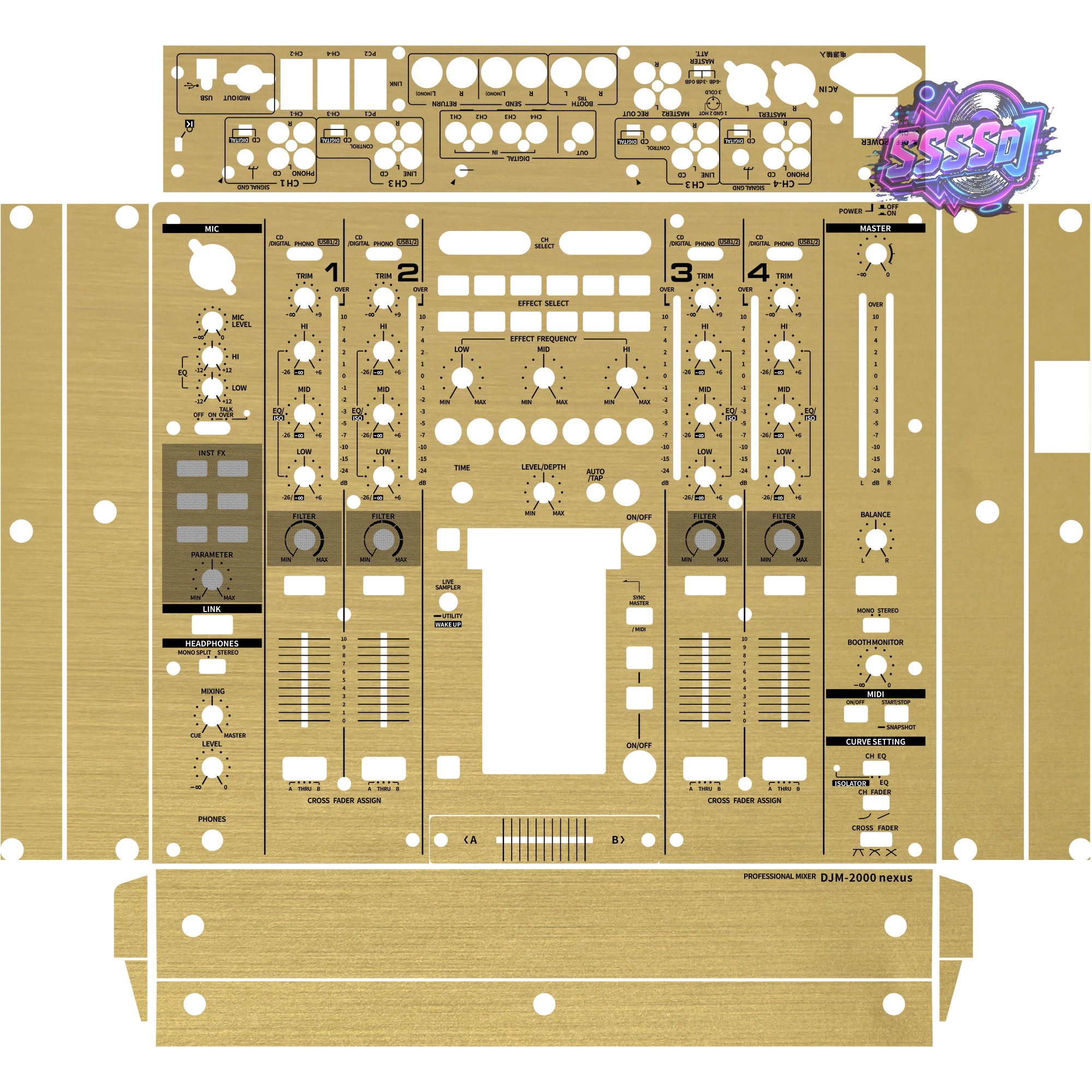 DJM-2000NXS Brushed Gold Matte DJ Mixer Skin