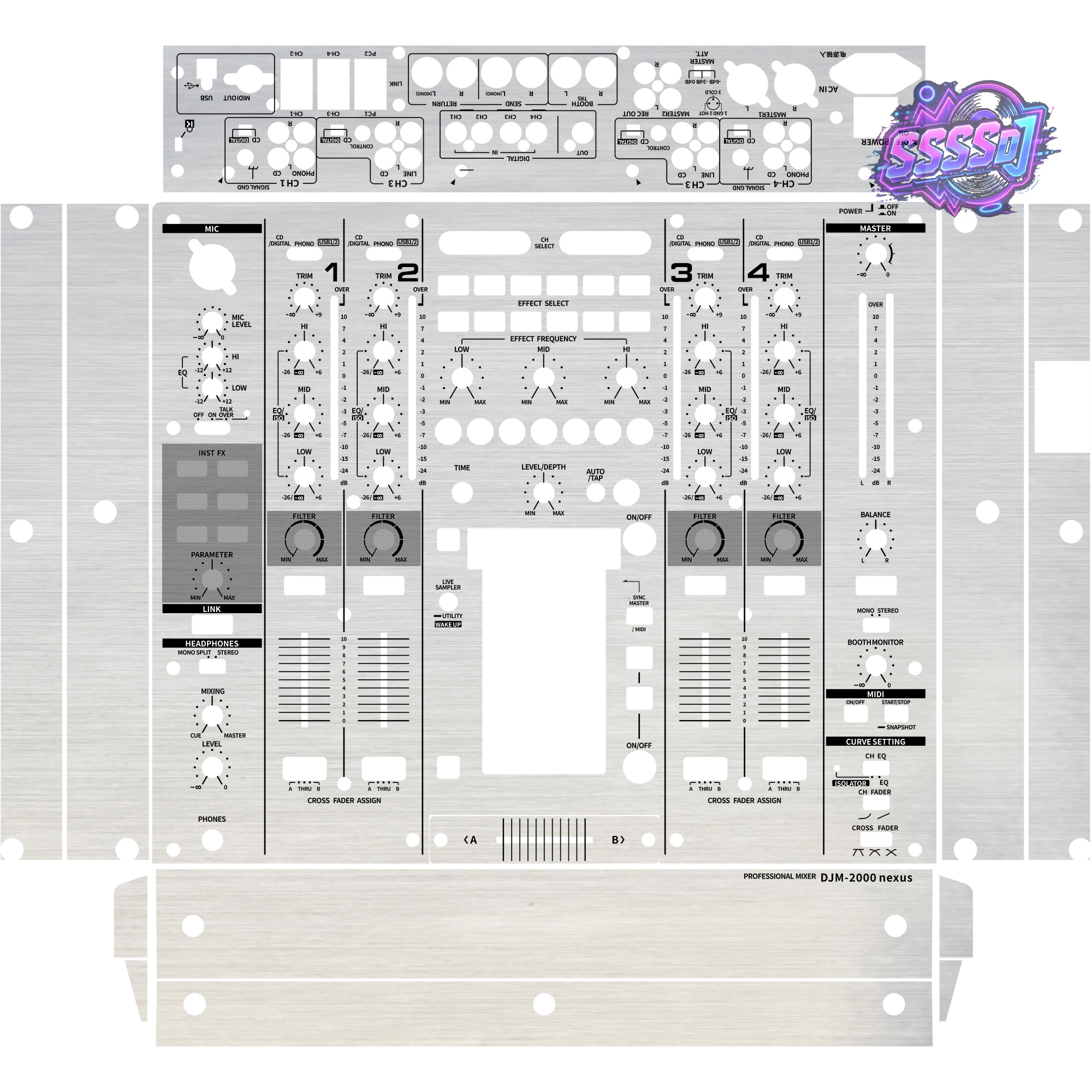 DJM-2000NXS Brushed Silver Gloss DJ Mixer Skin