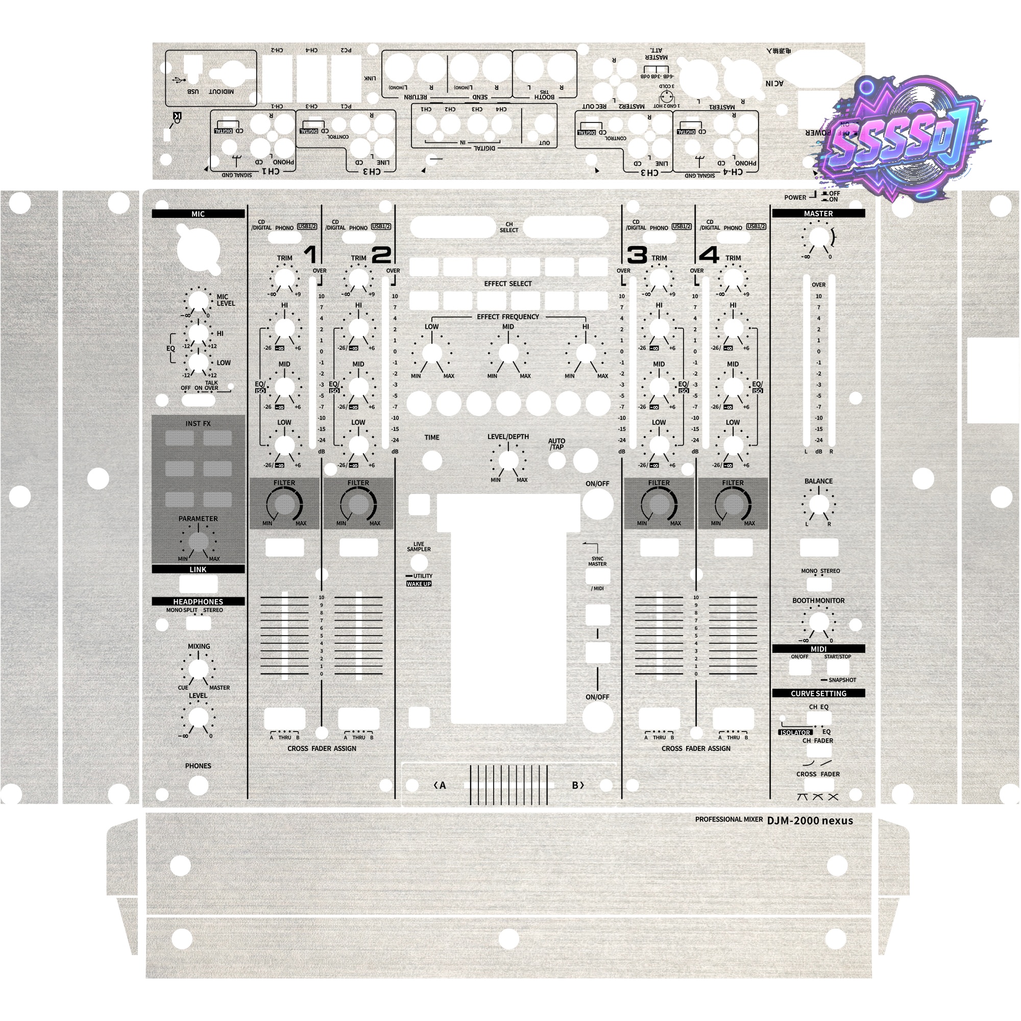DJM-2000NXS Brushed Silver Matte DJ Mixer Skin