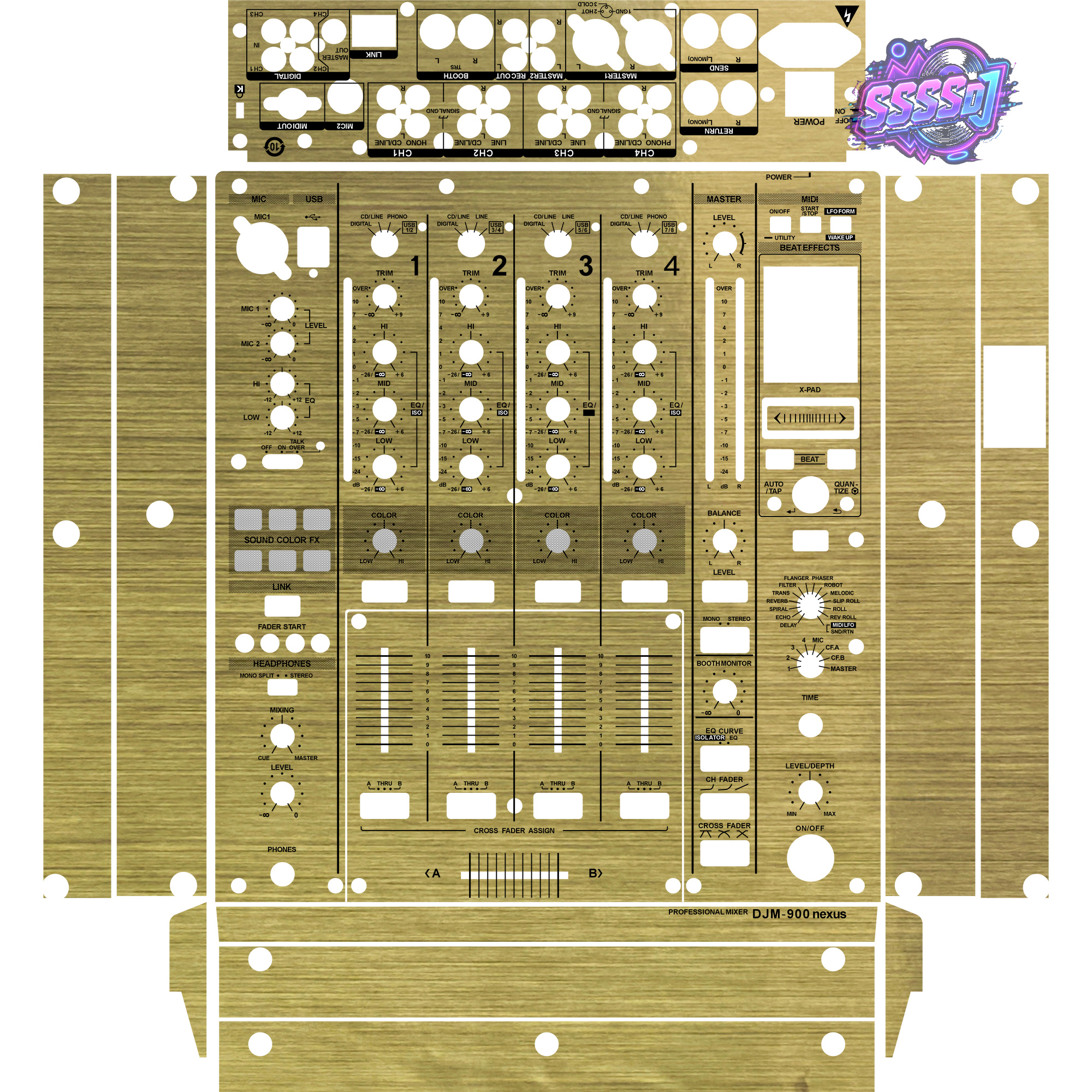 DJM-900NEXUS Brushed Gold Gloss DJ Mixer Skin