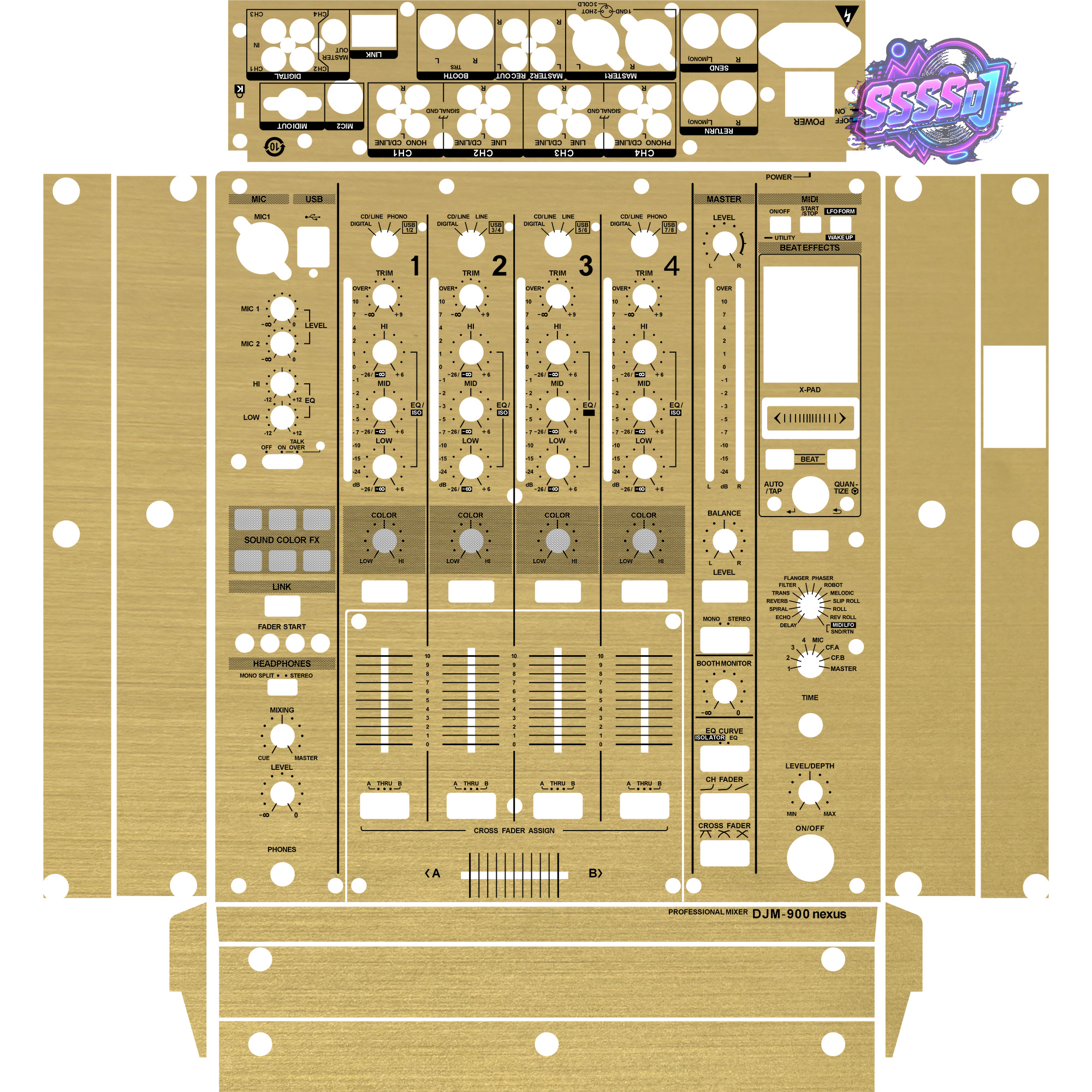 DJM-900NEXUS Brushed Gold Matte DJ Mixer Skin
