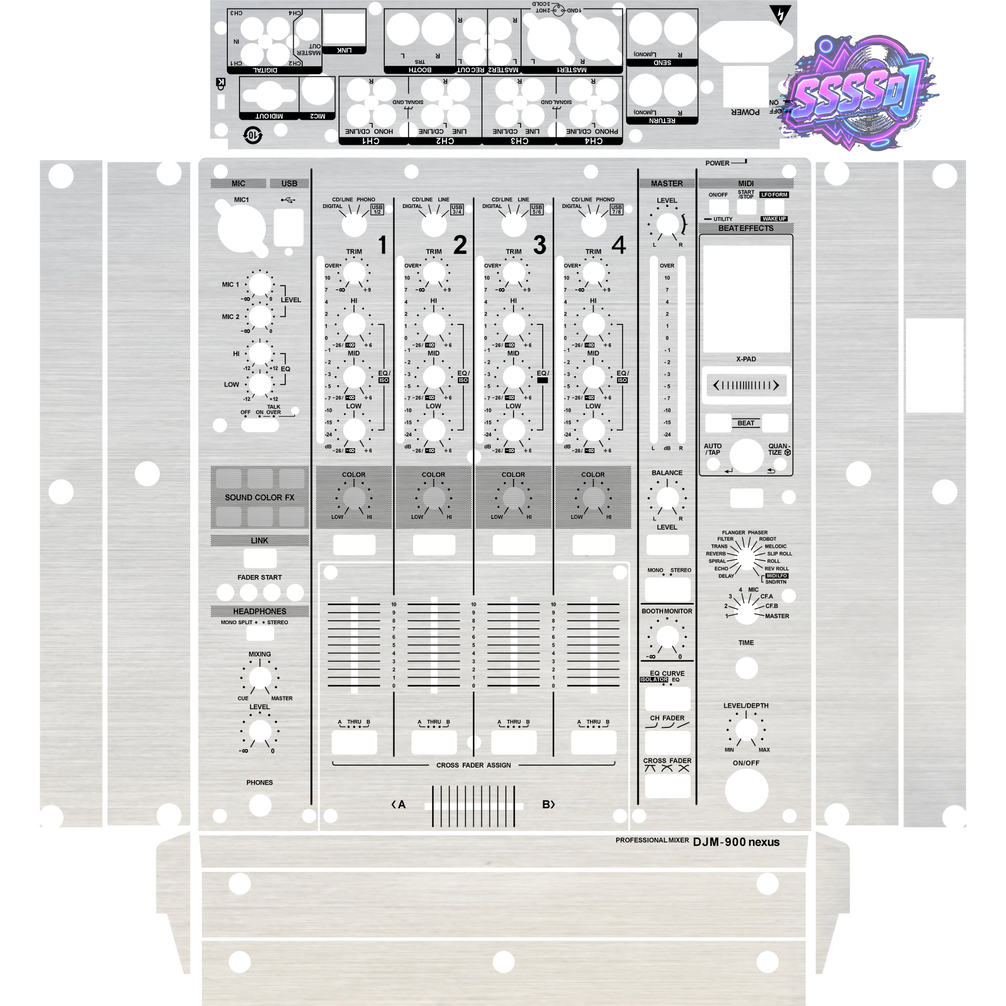 DJM-900NEXUS Brushed Silver Gloss DJ Mixer Skin