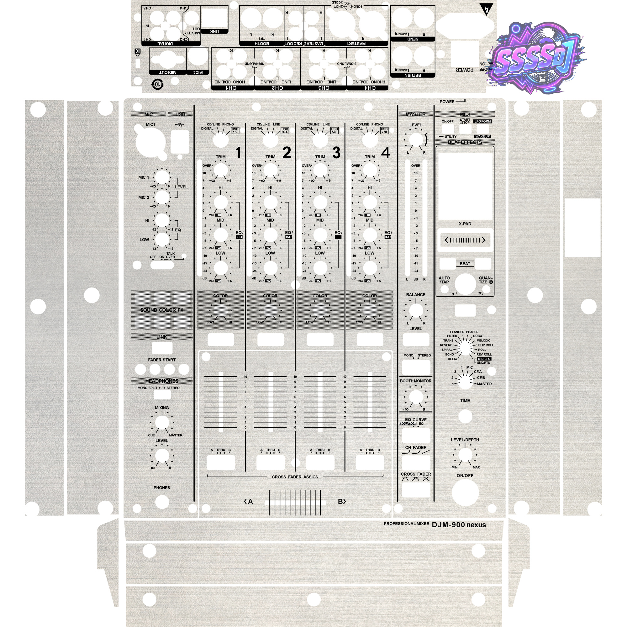 DJM-900NEXUS Brushed Silver Matte DJ Mixer Skin