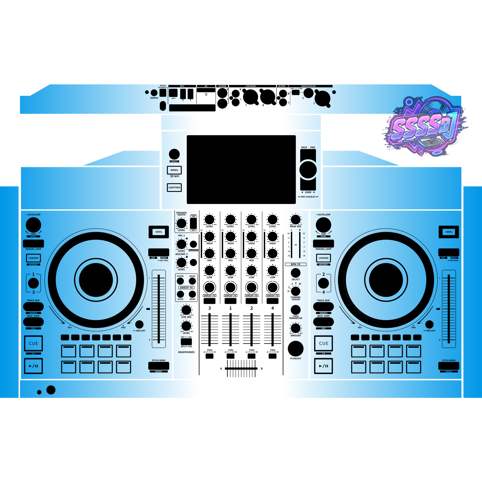 Denon DJ SC Live 4 Gradient Blue Integrated DJ System Skin