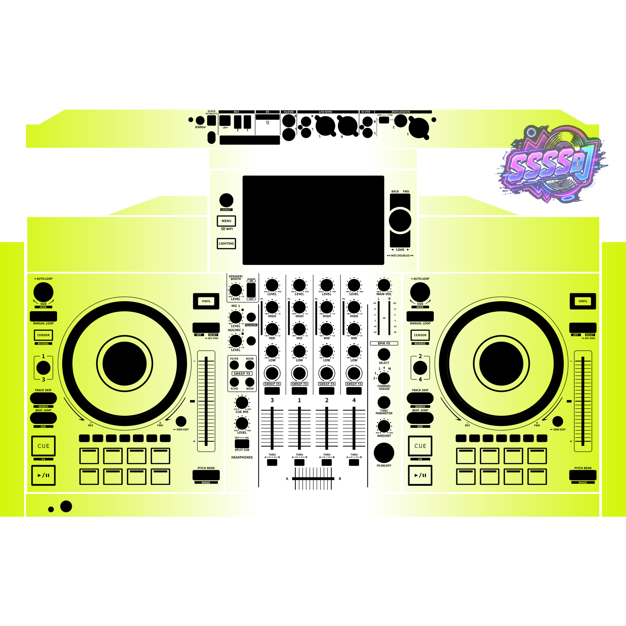 Denon DJ SC Live 4 Gradient Neon Green Integrated DJ System Skin