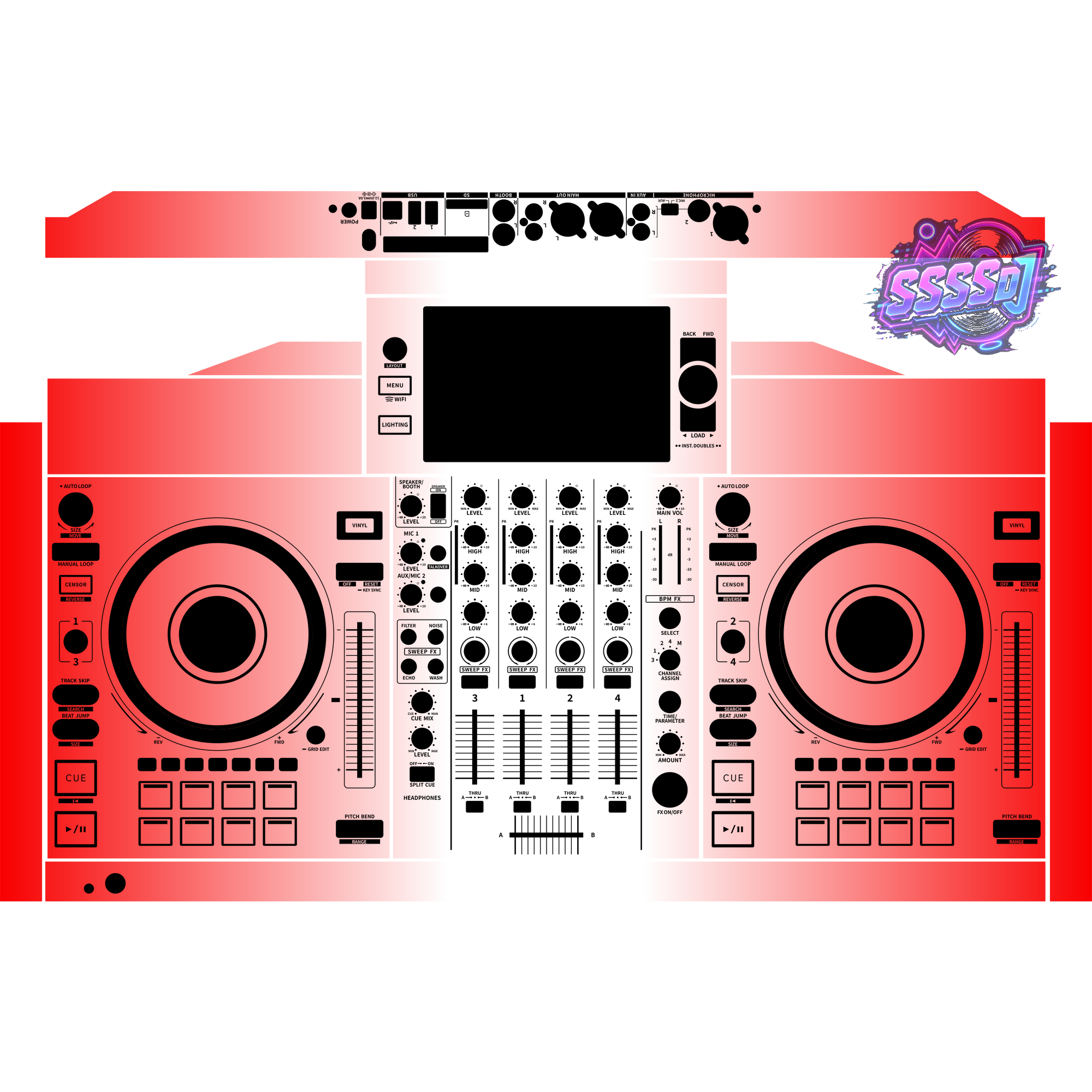 Denon DJ SC Live 4 Gradient Red Integrated DJ System Skin