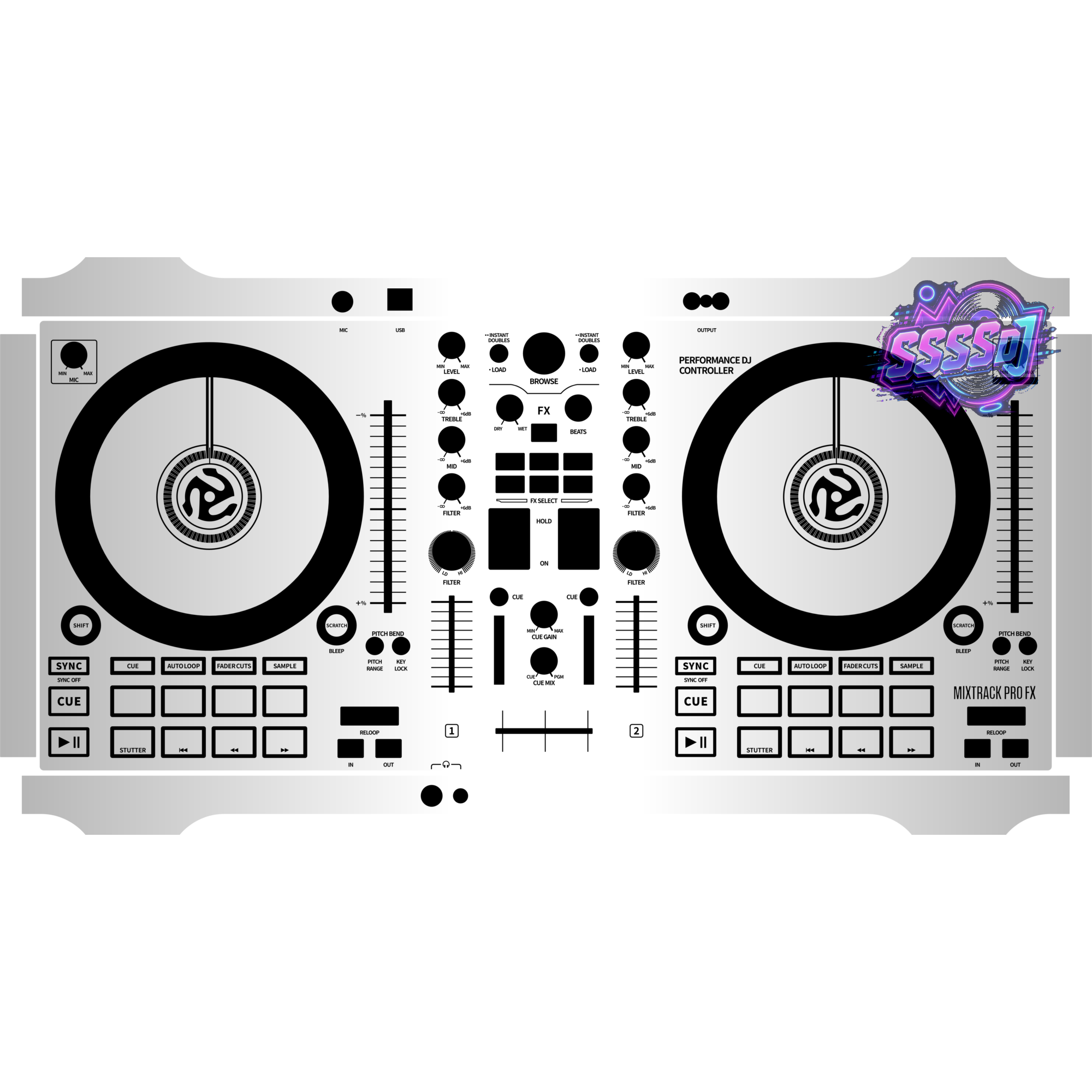 Mixtrack Pro FX Gradient Gray DJ Controller Skin