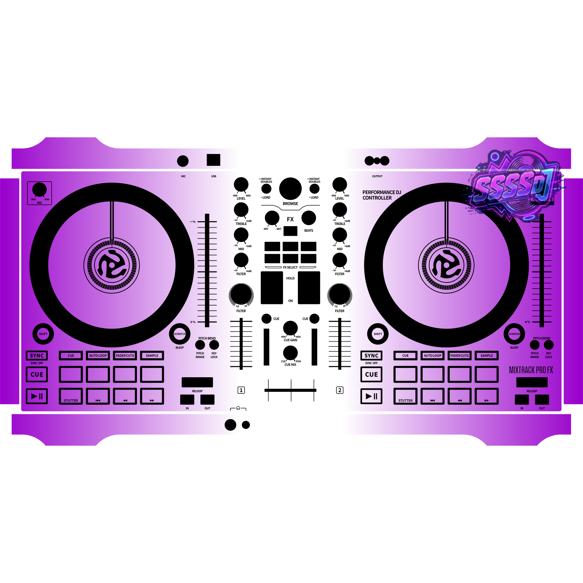 Mixtrack Pro FX Gradient Purple DJ Controller Skin