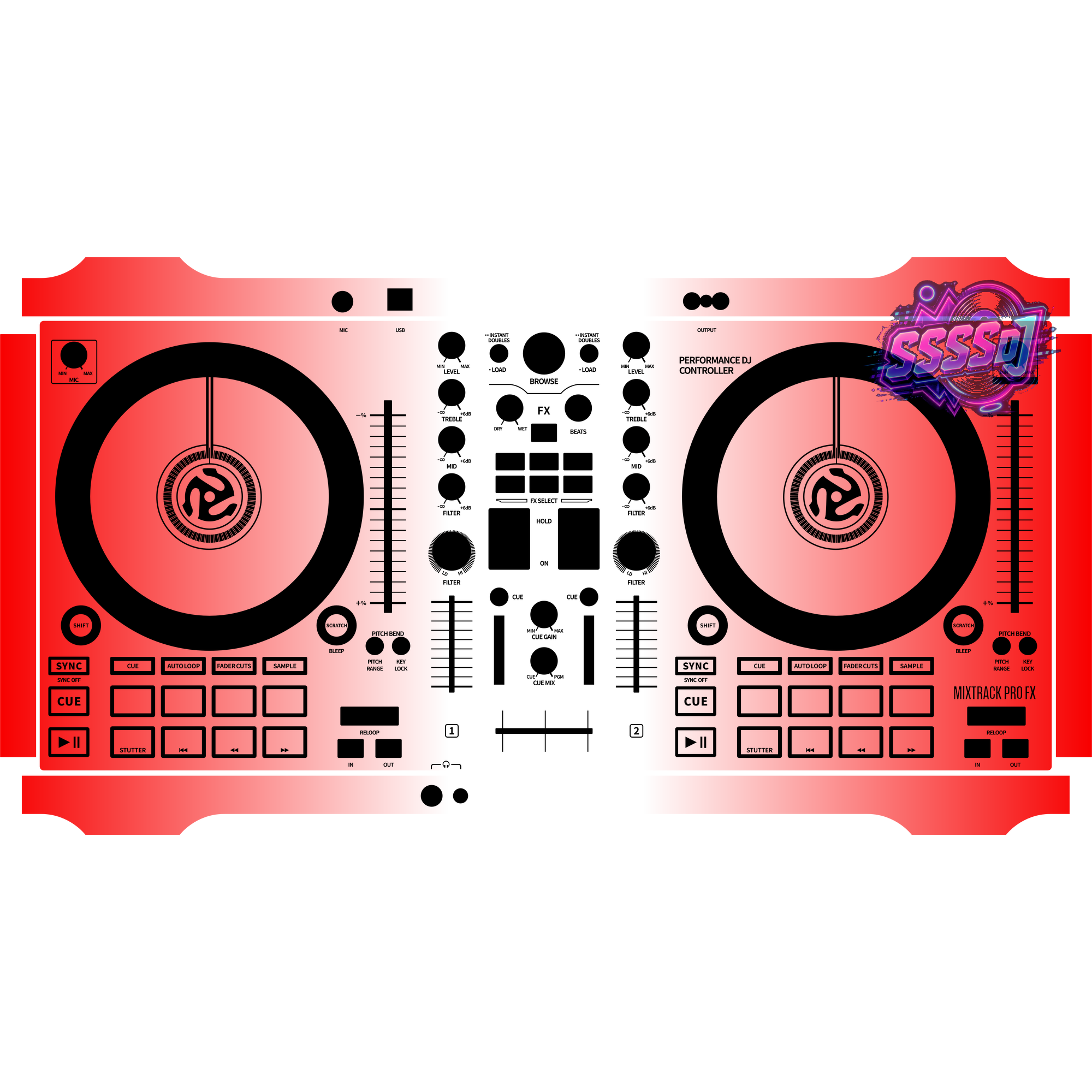 Mixtrack Pro FX Gradient Red DJ Controller Skin