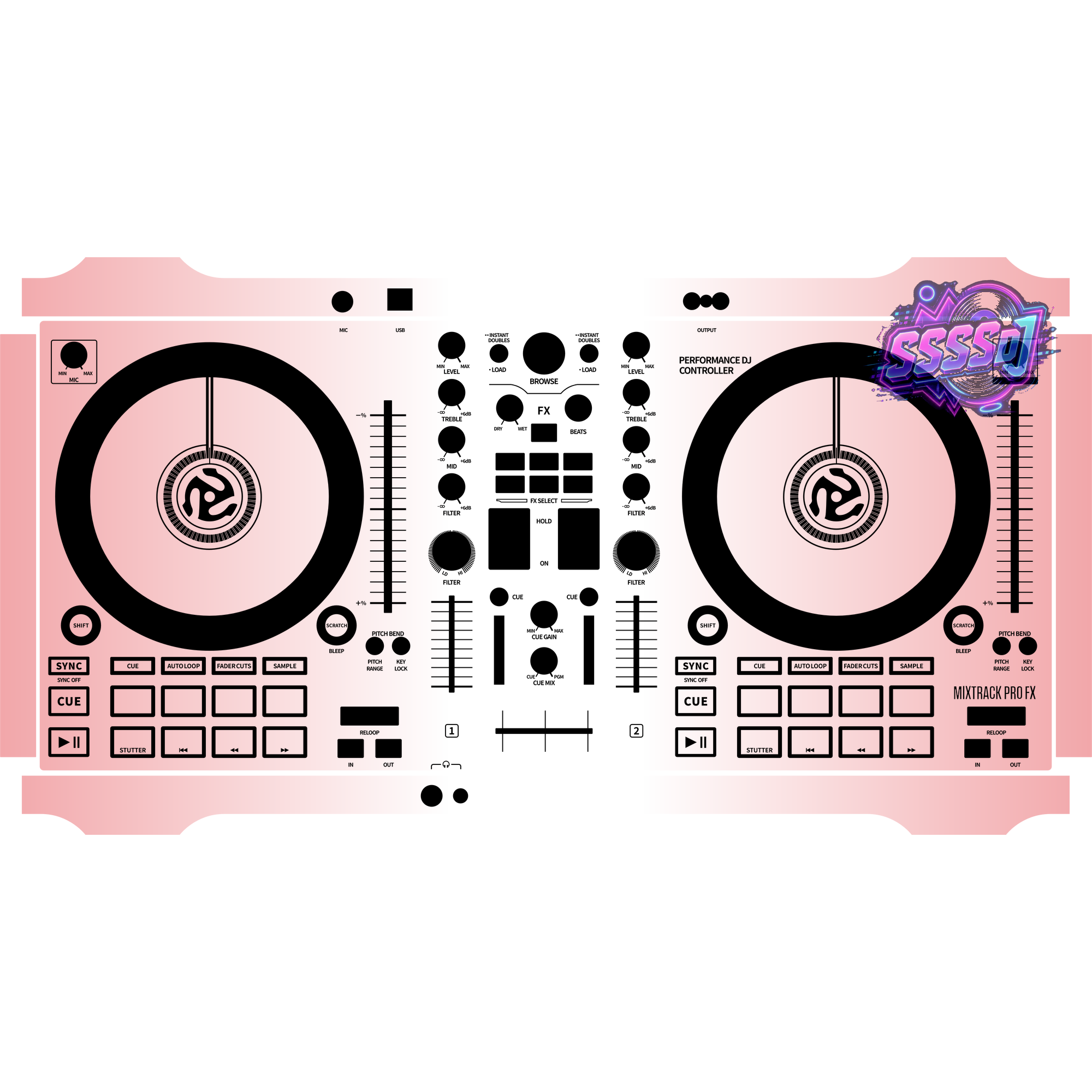 Mixtrack Pro FX Gradient Sakura Pink DJ Controller Skin