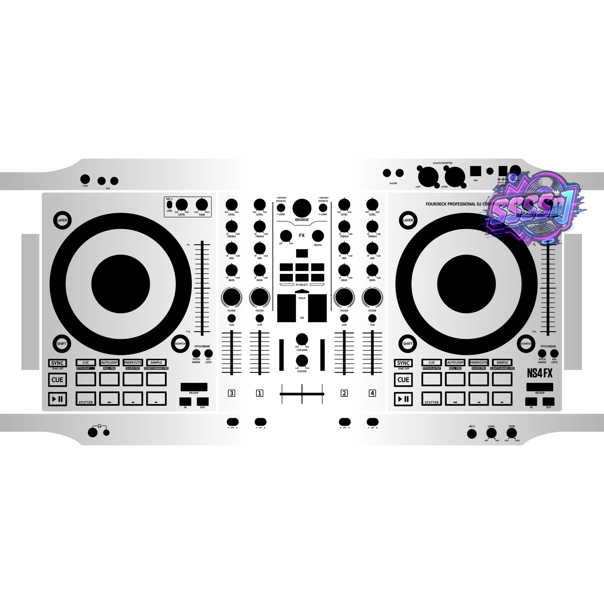 NS4 FX Gradient Gray DJ Controller Skin
