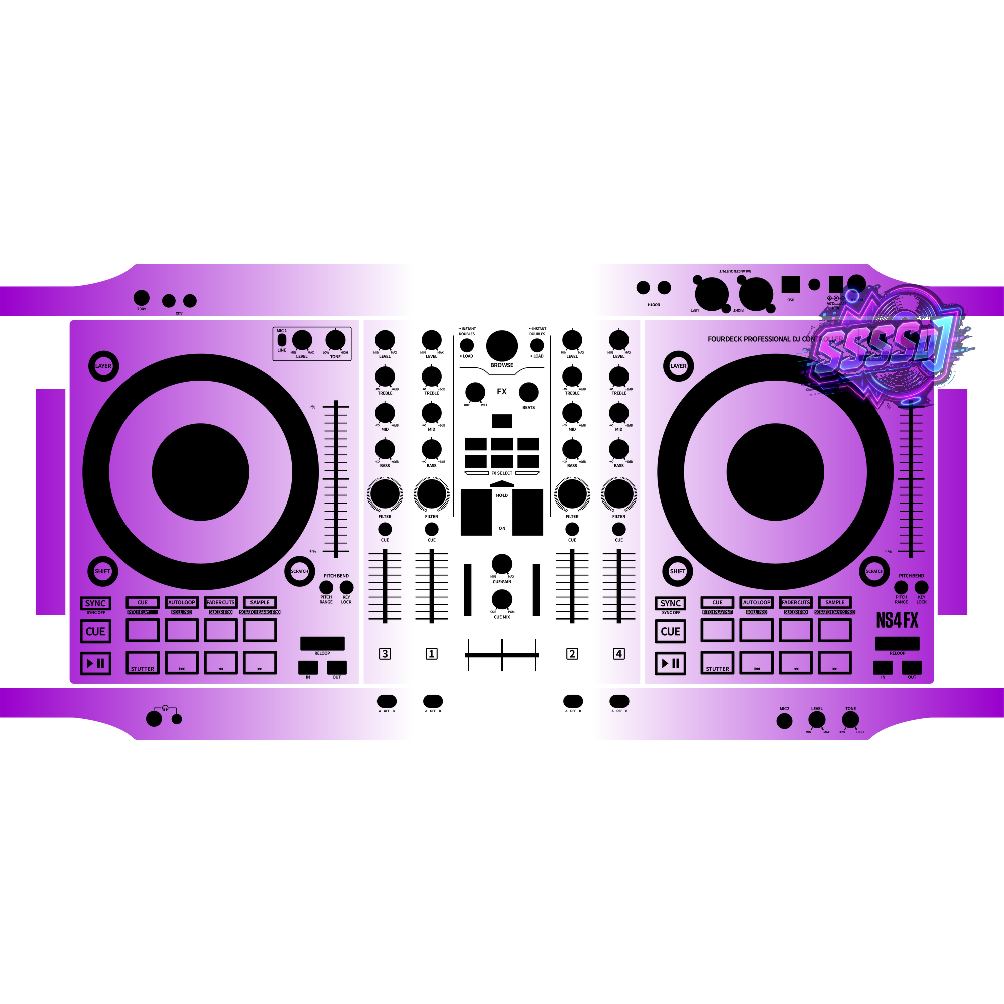 NS4 FX Gradient Purple DJ Controller Skin