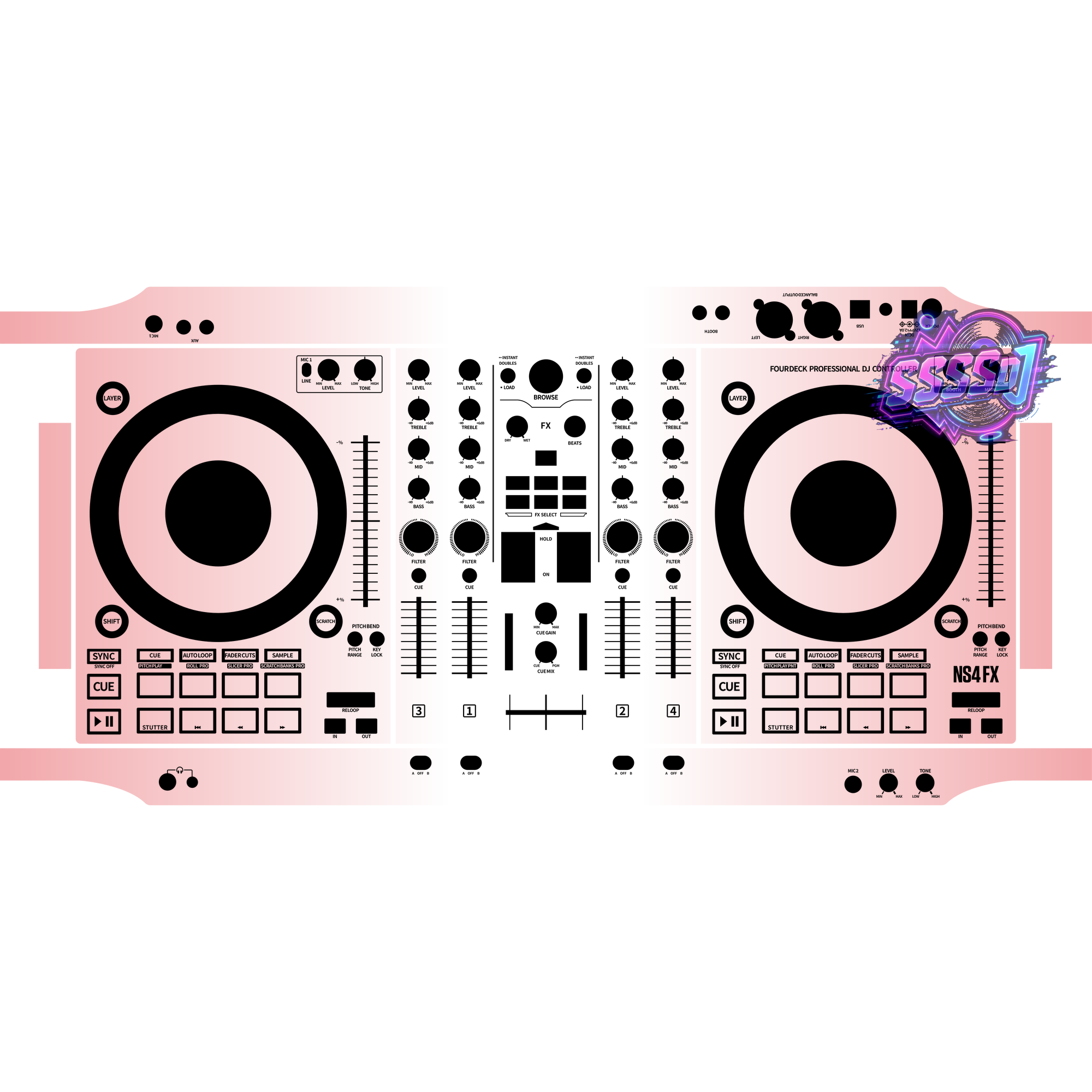 NS4 FX Gradient Sakura Pink DJ Controller Skin