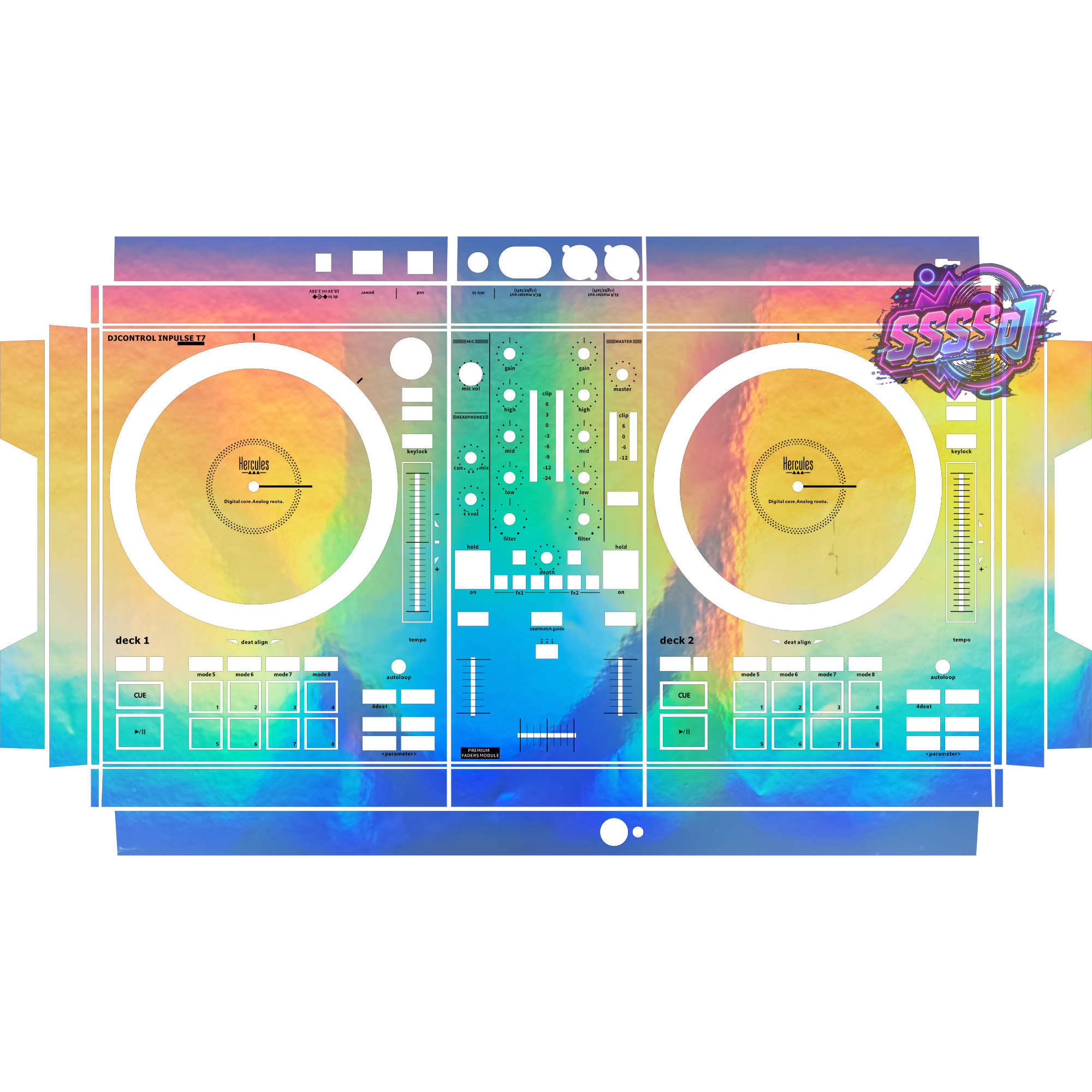 T7 Glossy Laser DJ Controller Skin