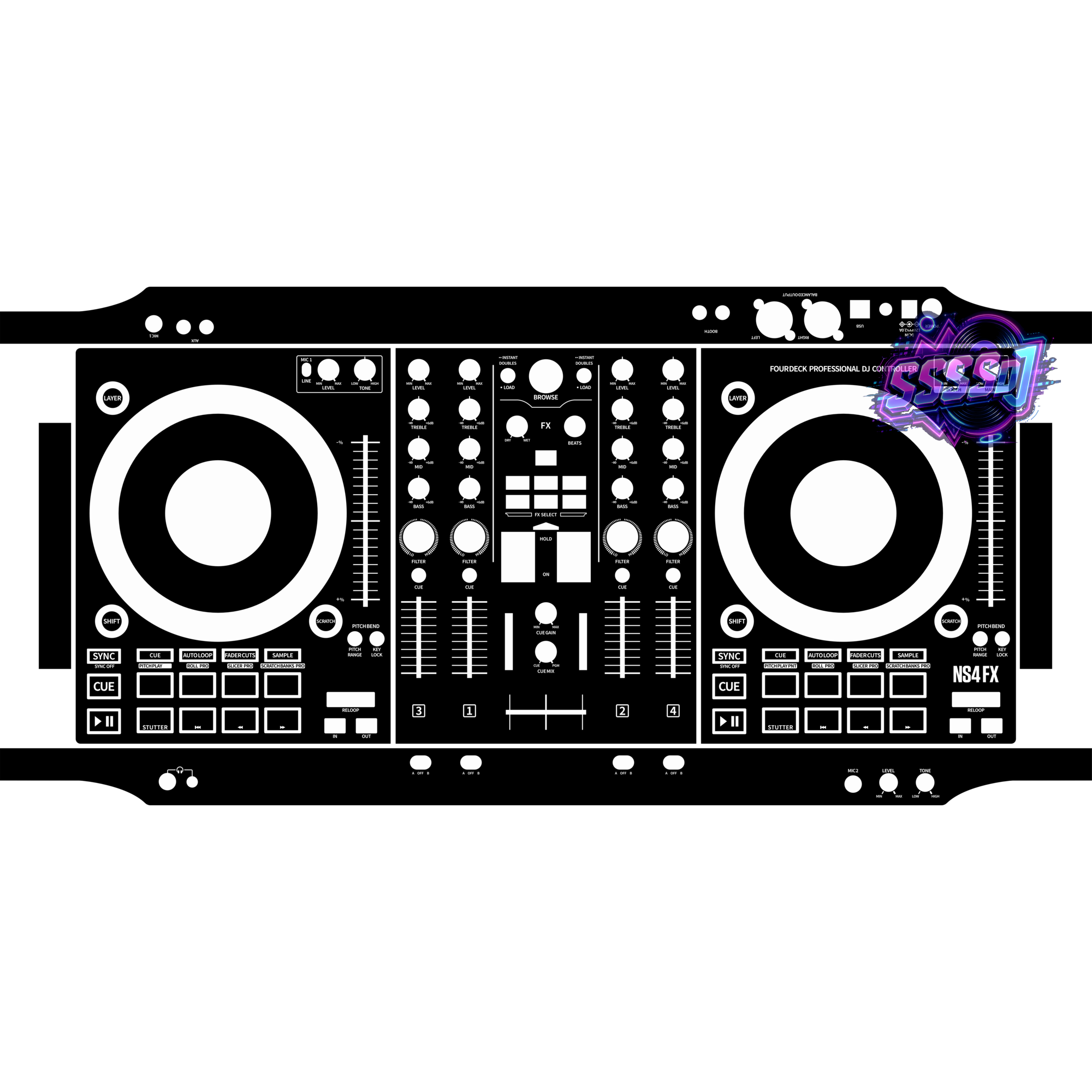 Numark NS4FX Black DJ Controller Skin