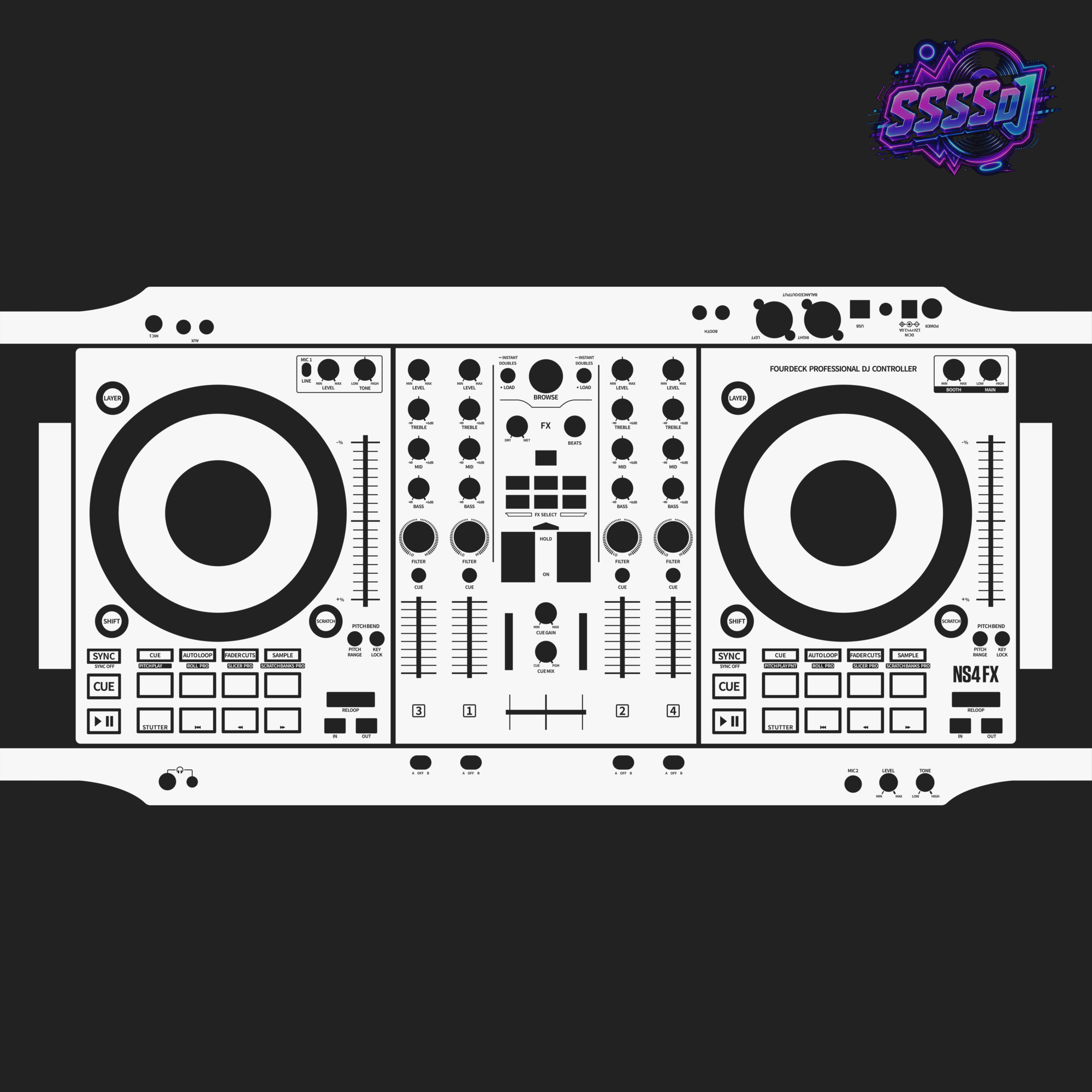 Numark NS4FX White DJ Controller Skin