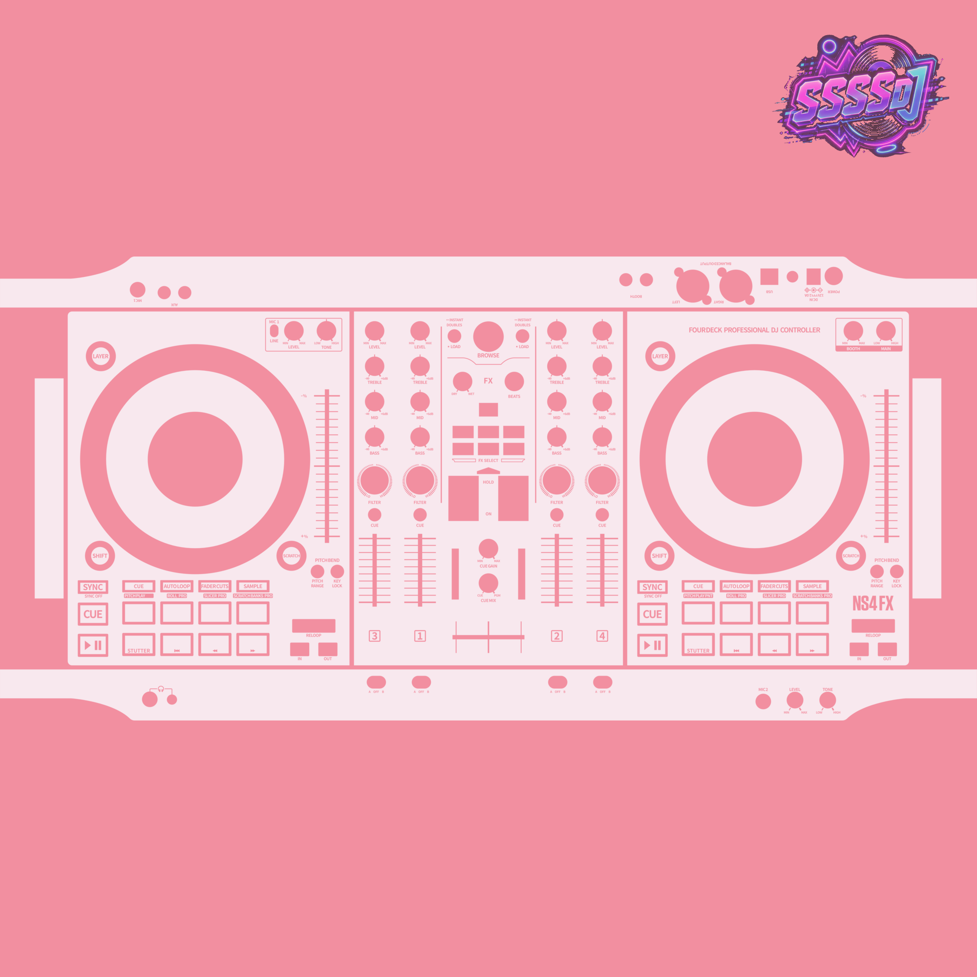 Numark NS4FX Light Pink DJ Controller Skin